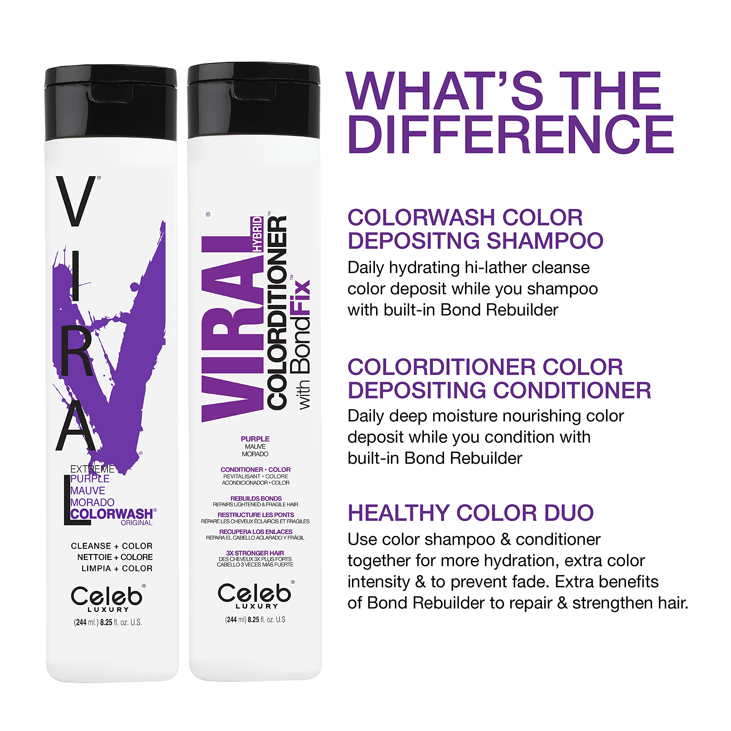 Foto 7 pulgar | Champú Celeb Luxury Viral Purple Colorwash Vegano 250 Ml - Venta Internacional.