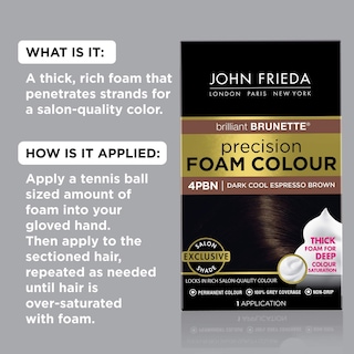 Foto 2 | Tinte De Pelo John Frieda Precision Foam 4pbn Dark Espresso - Venta Internacional.