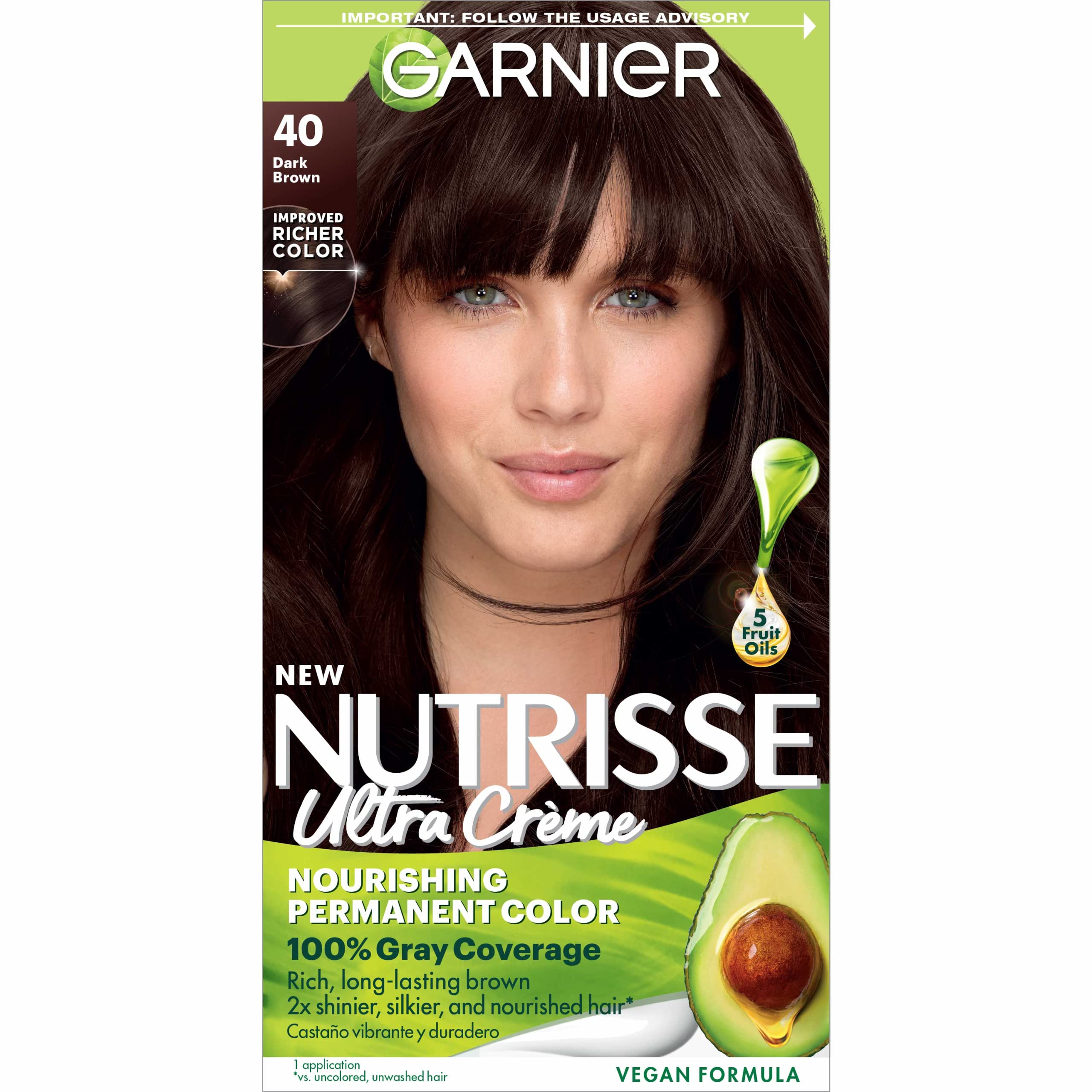Foto 2 pulgar | Tinte Para El Cabello Garnier Nutrisse Nourishing Creme 40 Dark Brown - Venta Internacional.