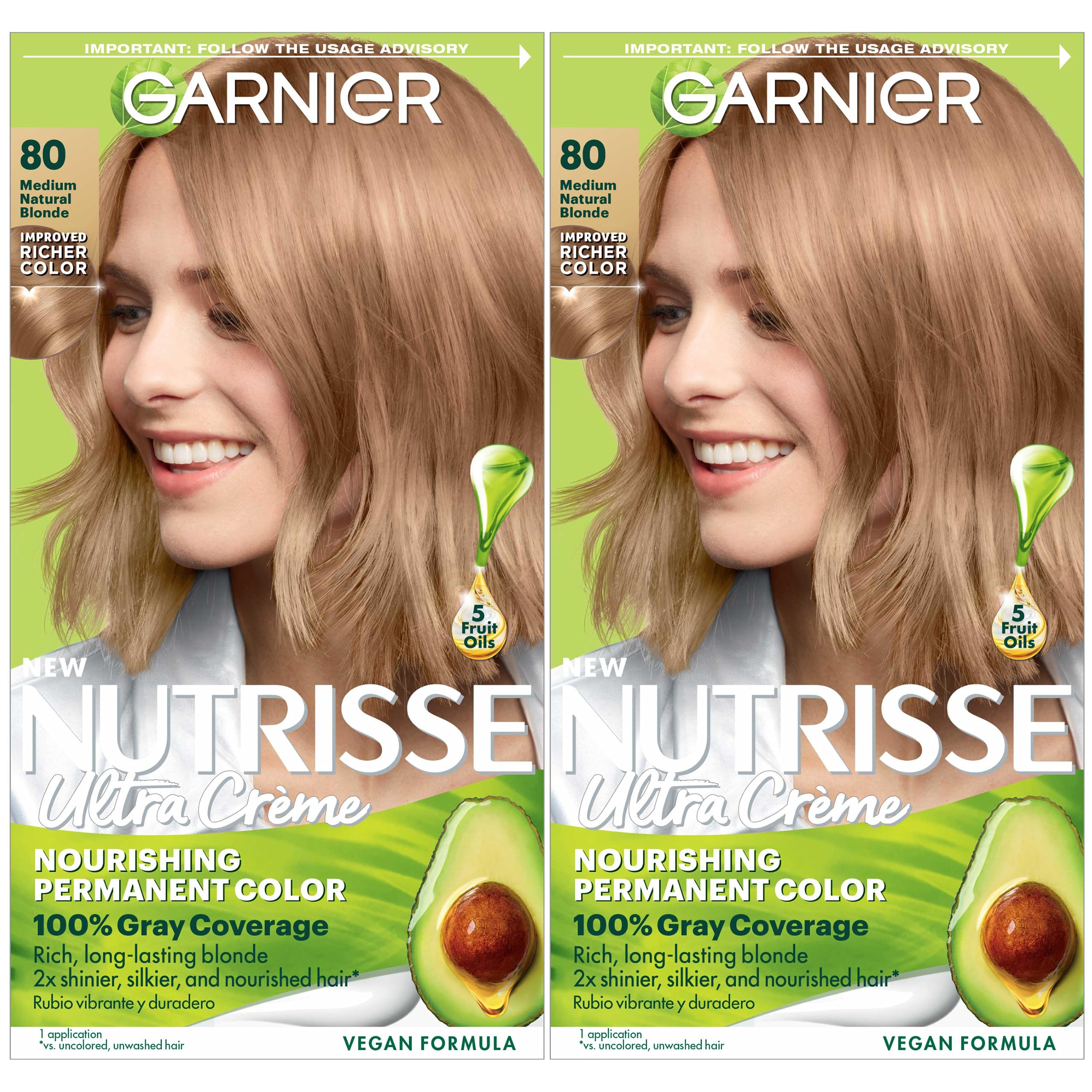 Foto 2 pulgar | Tinte Para El Cabello Garnier Nutrisse Nourishing Creme 80 Blonde, Paquete De 2 - Venta Internacional.