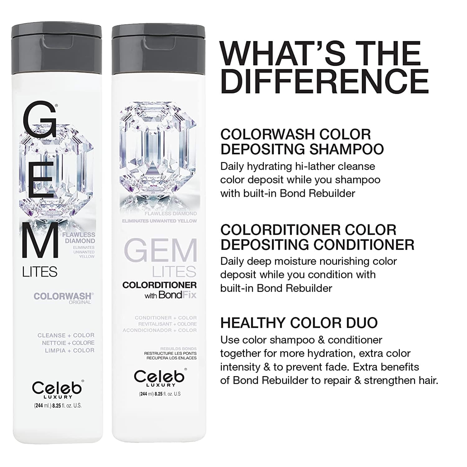 Foto 8 pulgar | Champú Celeb Luxury Gem Lites Colorwash Flawless Diamond 245 Ml - Venta Internacional.