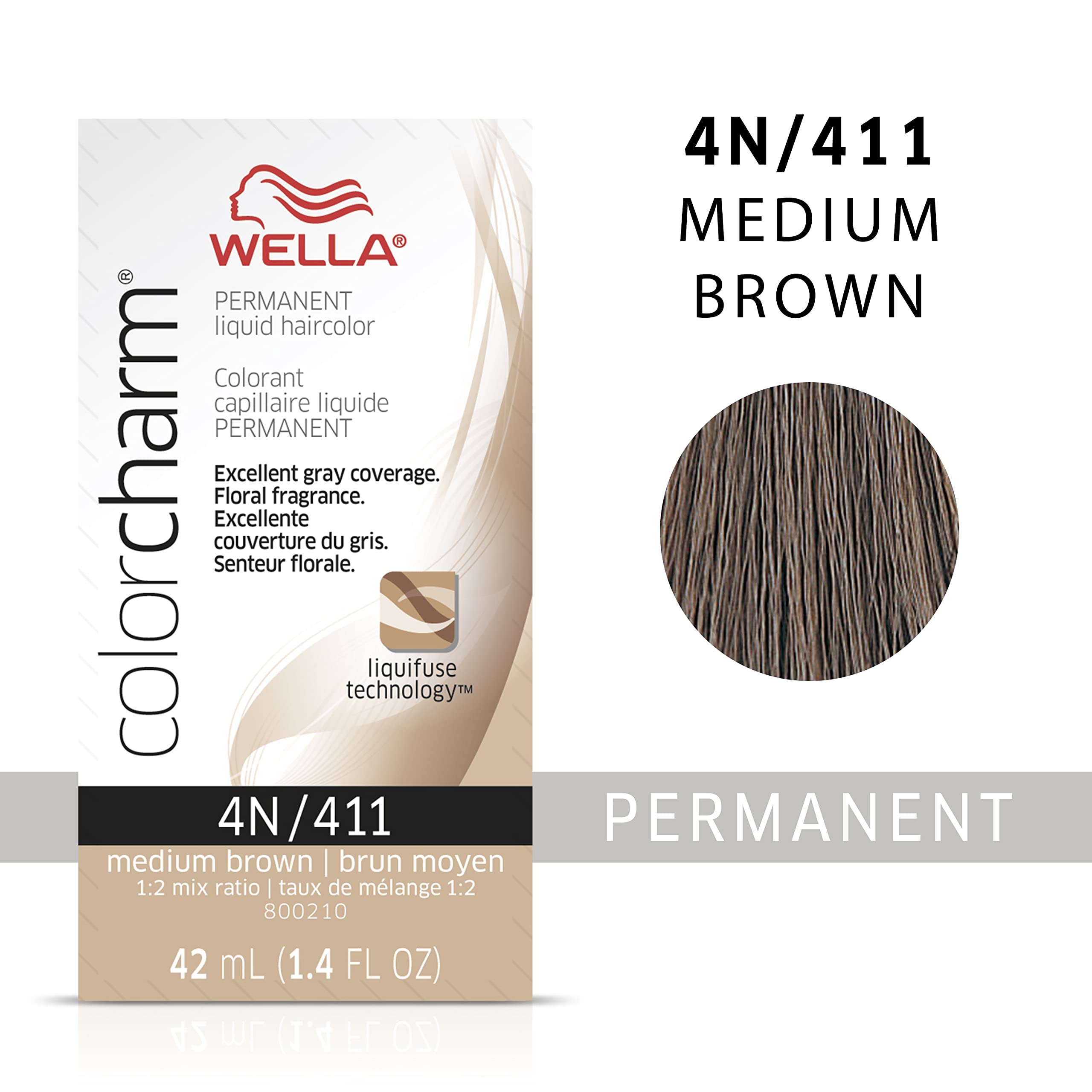 Foto 3 pulgar | Tinte De Pelo Wella Color Charm Permanent Liquid 4n Medium Brown - Venta Internacional.