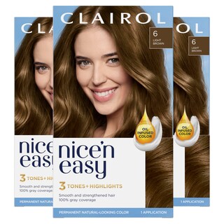 Foto 1 | Tinte Para El Cabello Clairol Nice'n Easy 6, Marrón Claro, Paquete De 3 - Venta Internacional.