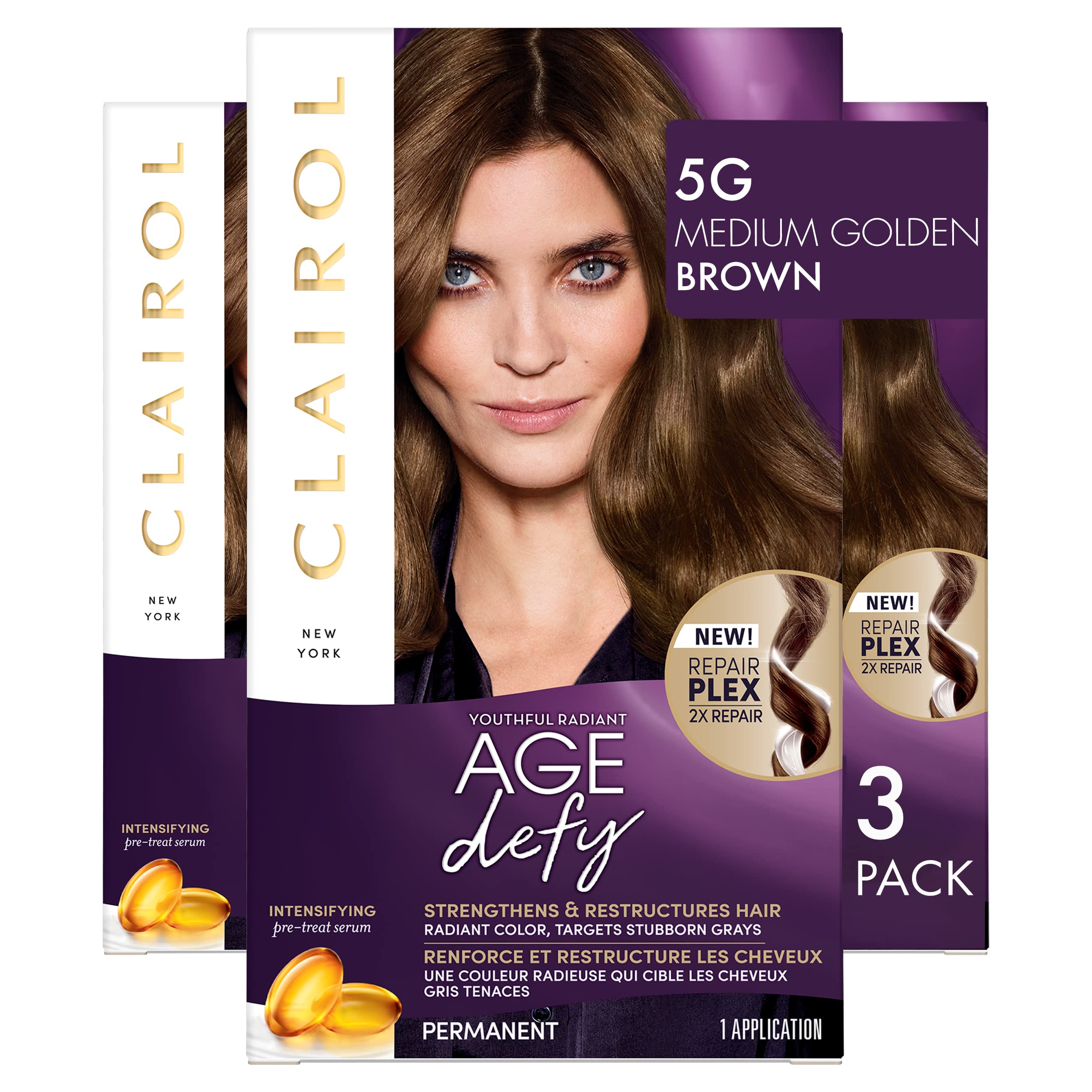 Foto 2 pulgar | Tinte Para El Cabello Clairol Age Defy Permanent 5g Medium Golden Brown X3 - Venta Internacional.