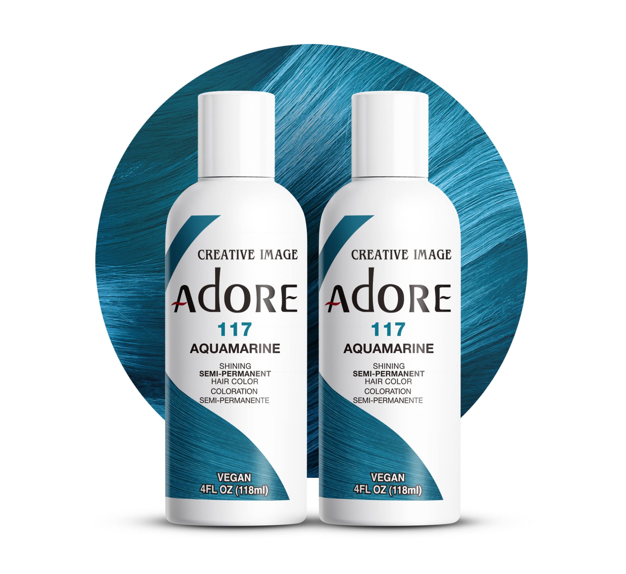 Tinte Para El Cabello Adore Semi Permanente Azul Aguamarina 118 Ml (x2) - Venta Internacional.