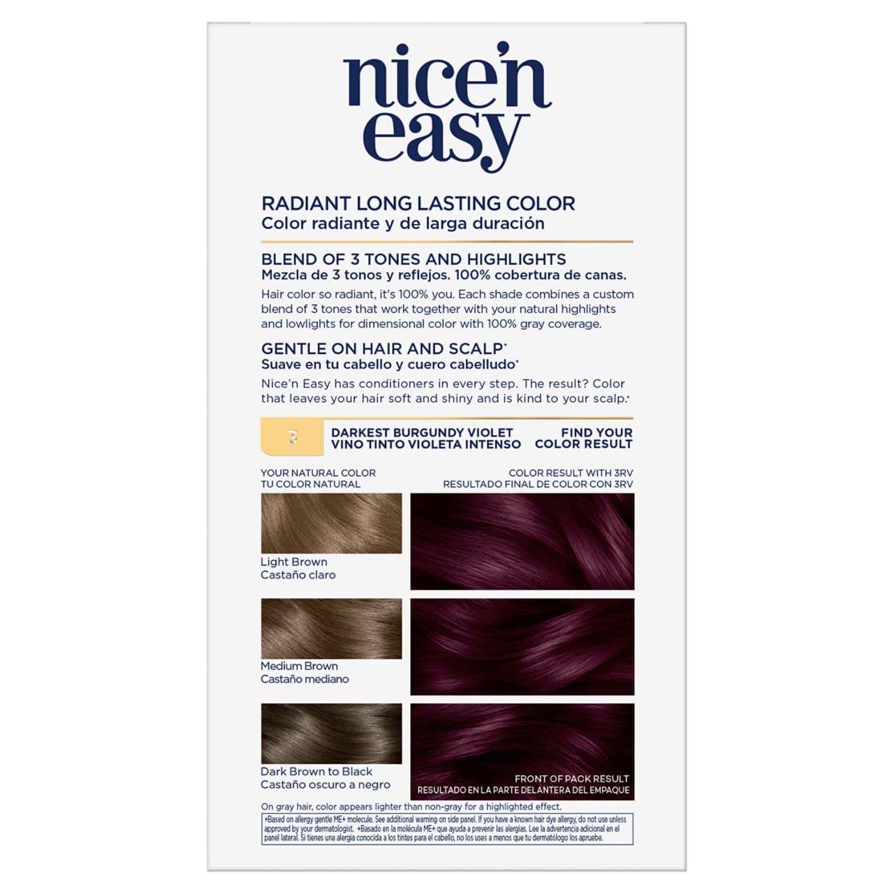 Foto 3 pulgar | Tinte Para El Cabello Clairol Nice'n Easy 3rv Darkest Burgundy Violet X2 - Venta Internacional.