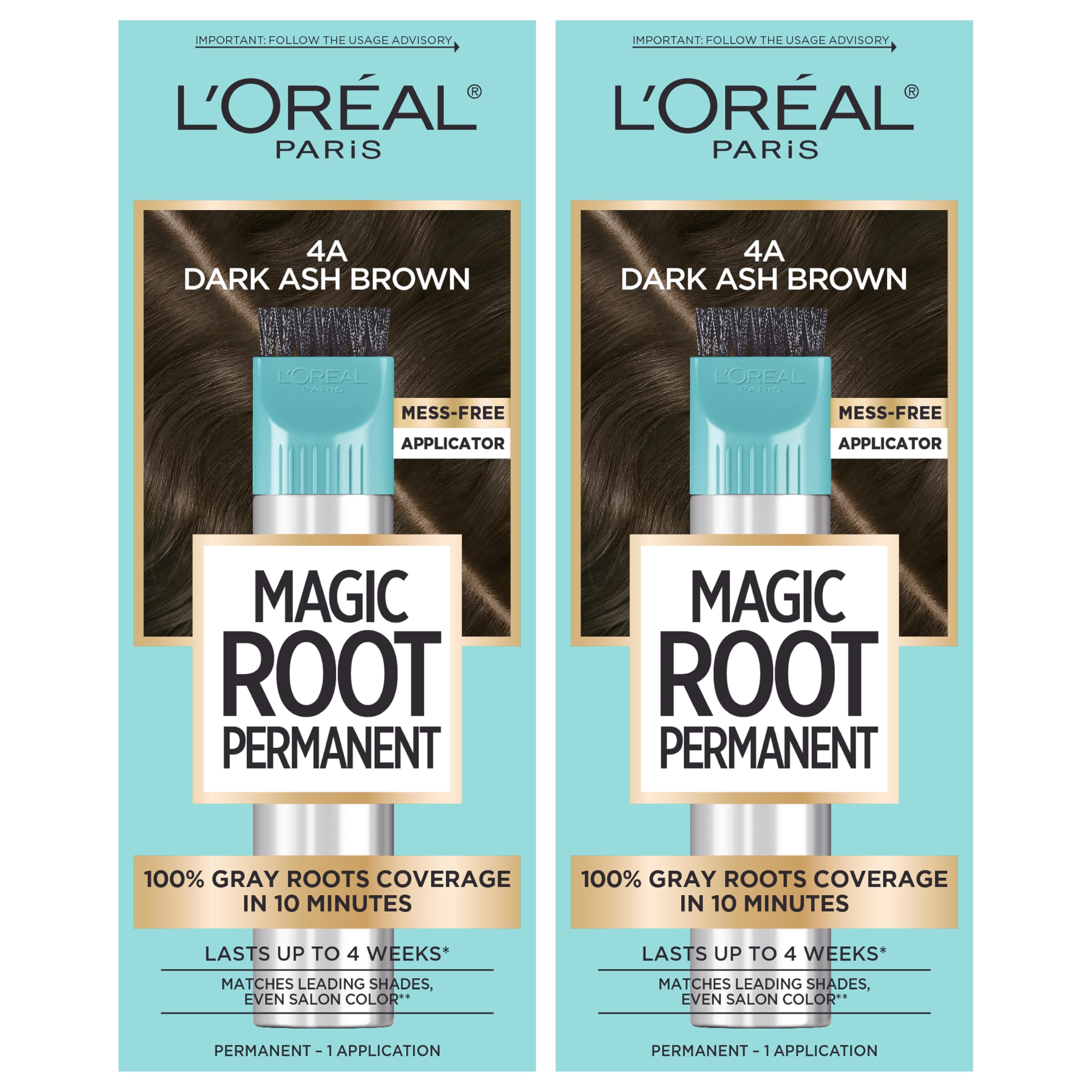 Tinte De Pelo L'oréal Paris Root Rescue Dark Ash Brown 4a, Paquete De 2 - Venta Internacional.