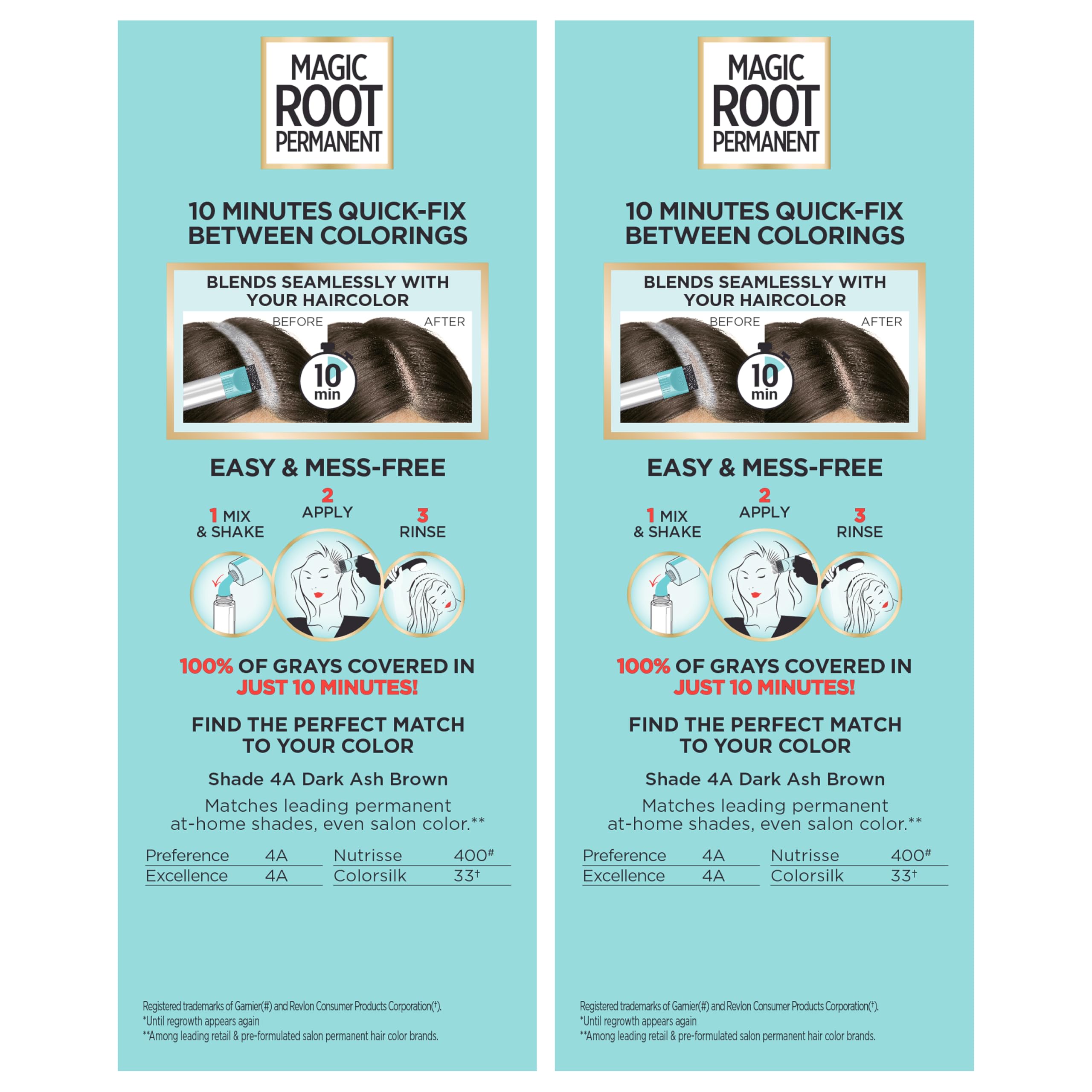 Foto 7 | Tinte De Pelo L'oréal Paris Root Rescue Dark Ash Brown 4a, Paquete De 2 - Venta Internacional.