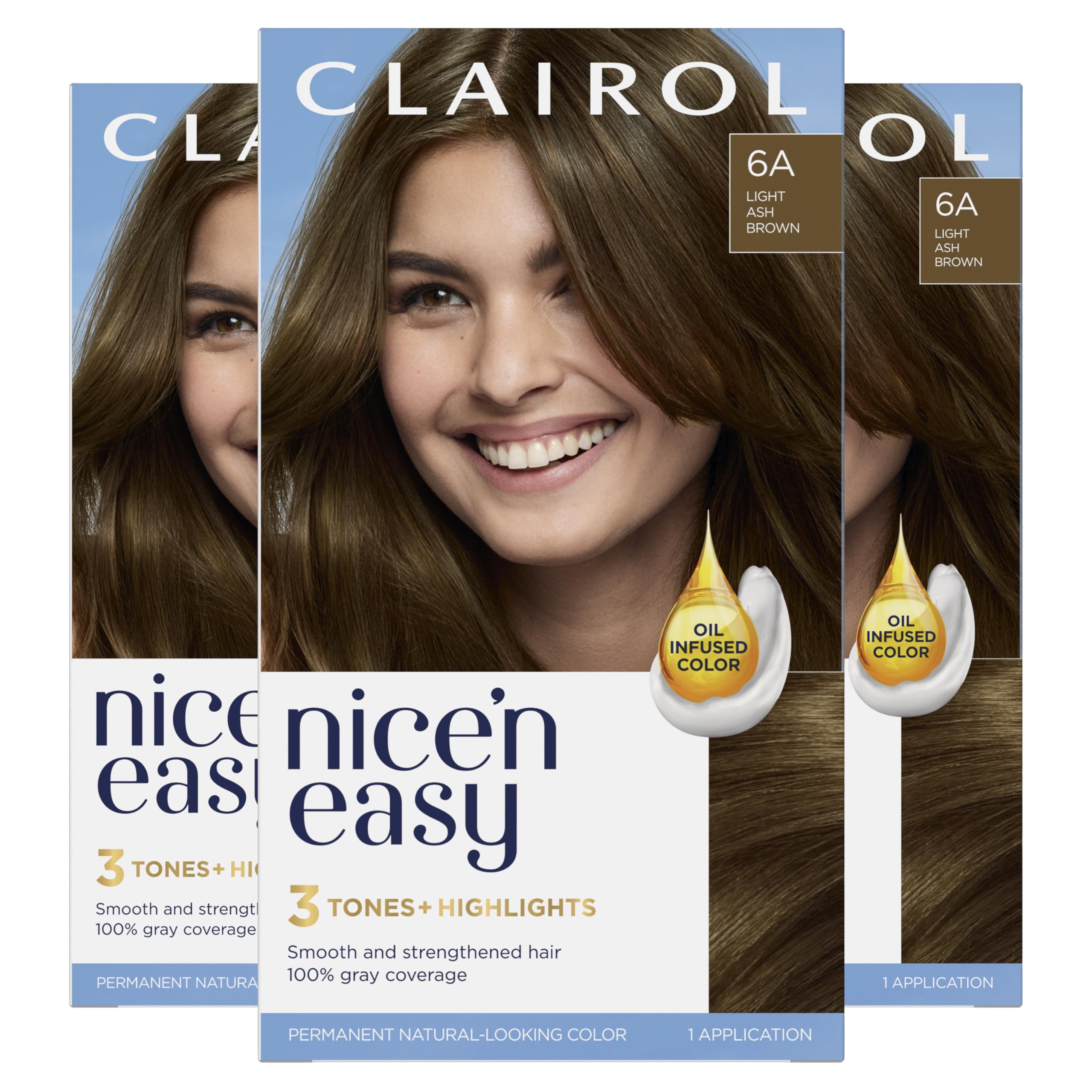 Foto 2 pulgar | Tinte Para El Cabello Clairol Nice'n Easy Permanent 6a Marrón Ceniza Claro X3 - Venta Internacional.