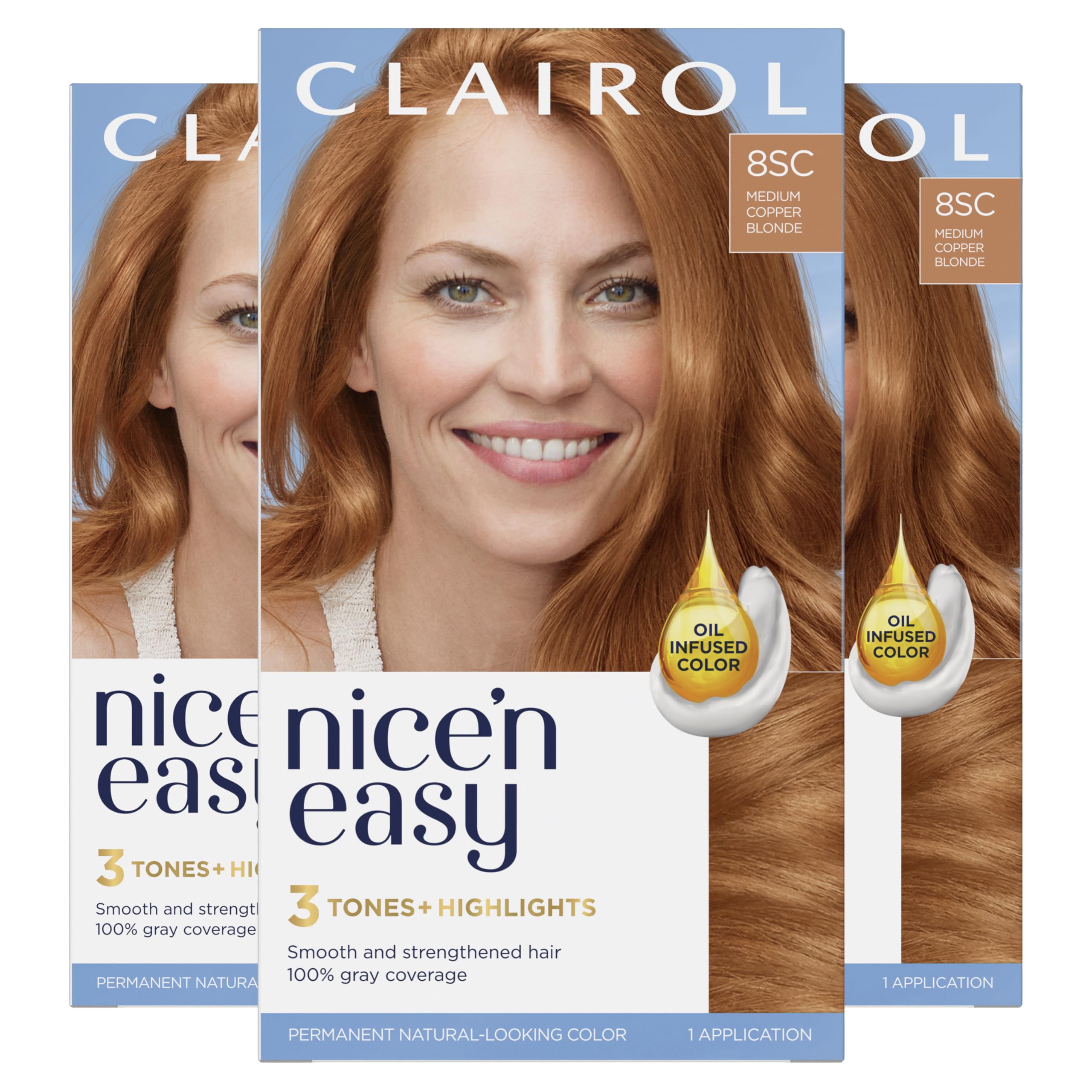 Foto 2 pulgar | Tinte Para El Cabello Clairol Nice'n Easy 8sc Medium Copper Blonde X3 - Venta Internacional.