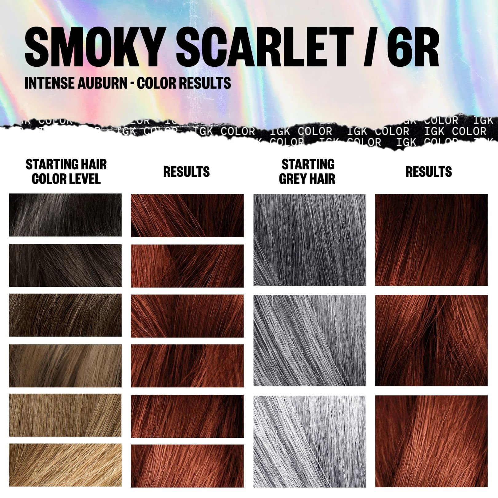 Foto 7 pulgar | Kit De Coloración De Cabello Igk Permanent Smoky Scarlet Auburn 6r 140 Ml - Venta Internacional.