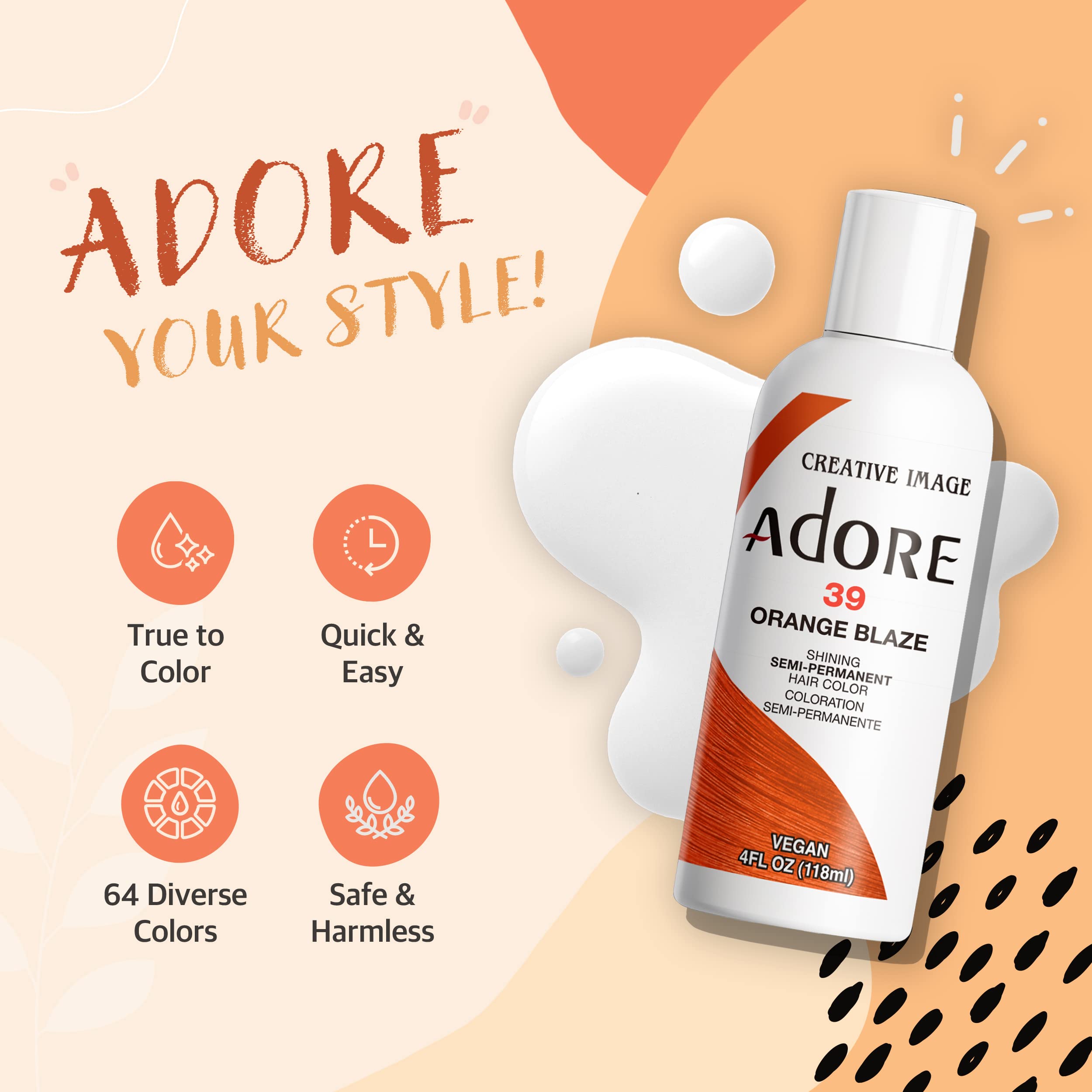 Foto 4 | Tinte Para El Cabello Adore Semi Permanent 070 Raging Red 118 Ml Vegan - Venta Internacional.