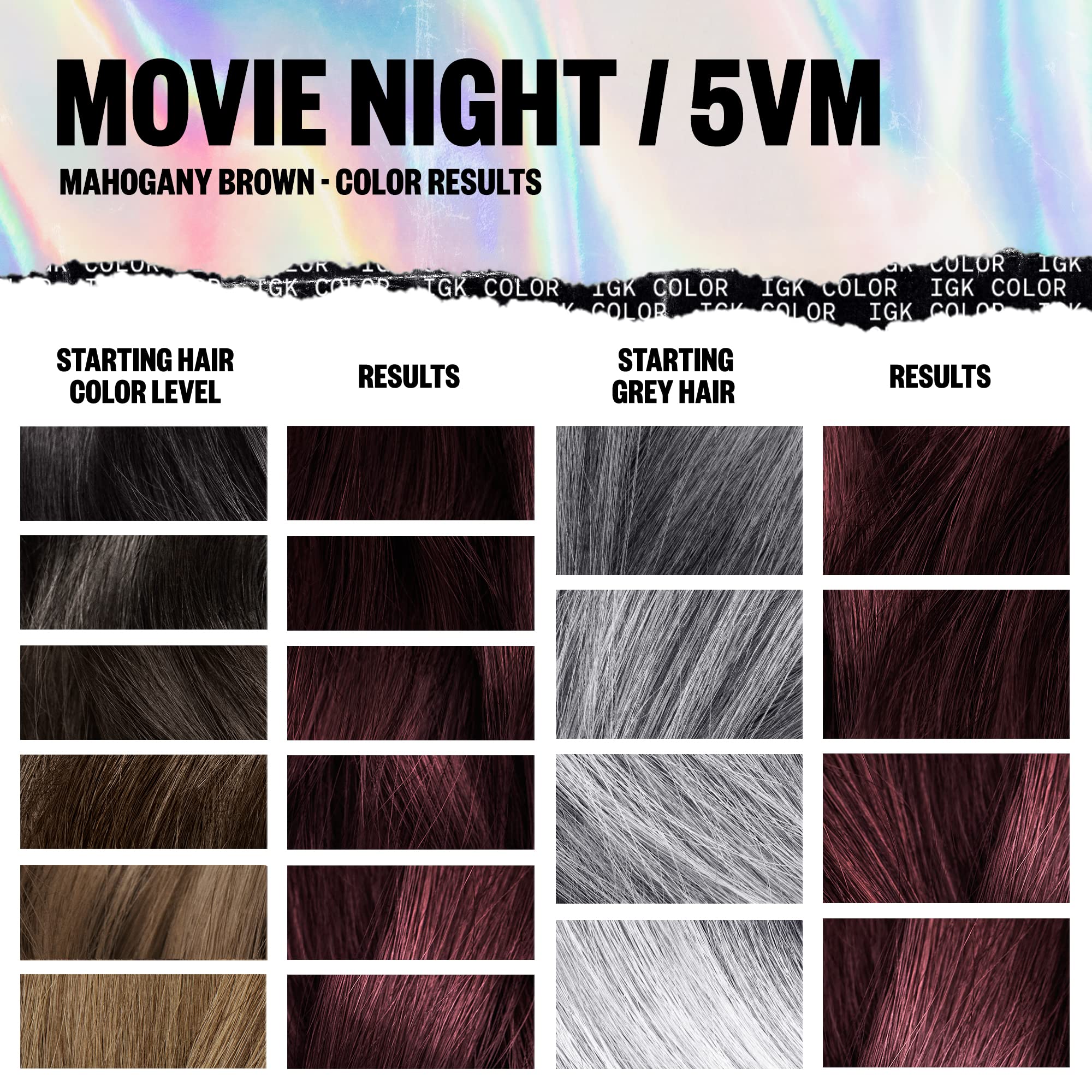 Foto 5 pulgar | Kit De Coloración De Pelo Igk Permanent Movie Night, Marrón Caoba, 5 Cm - Venta Internacional.