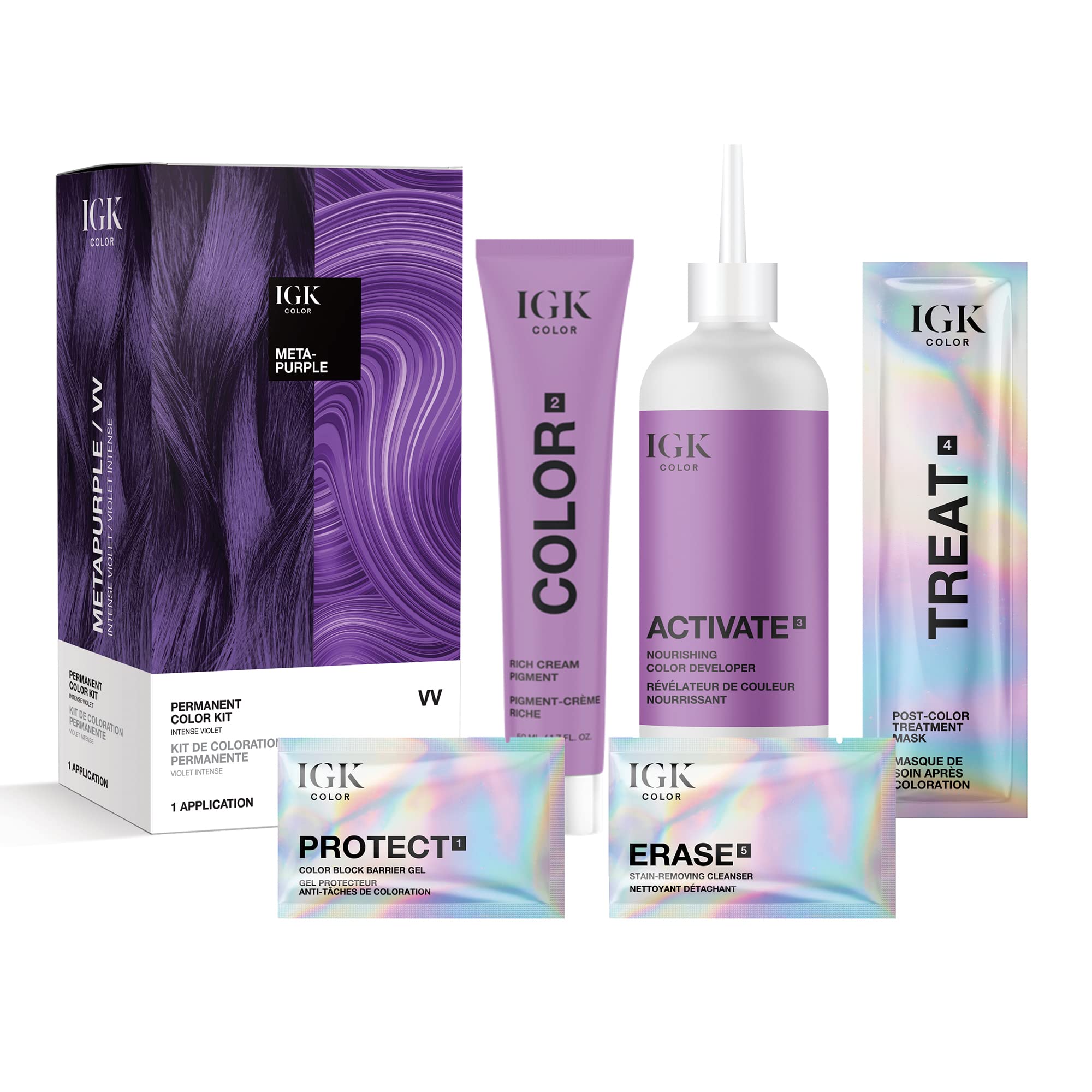 Foto 2 | Kit De Coloración Para El Cabello Igk Metapurple Intense Violet Vv 140 Ml - Venta Internacional.