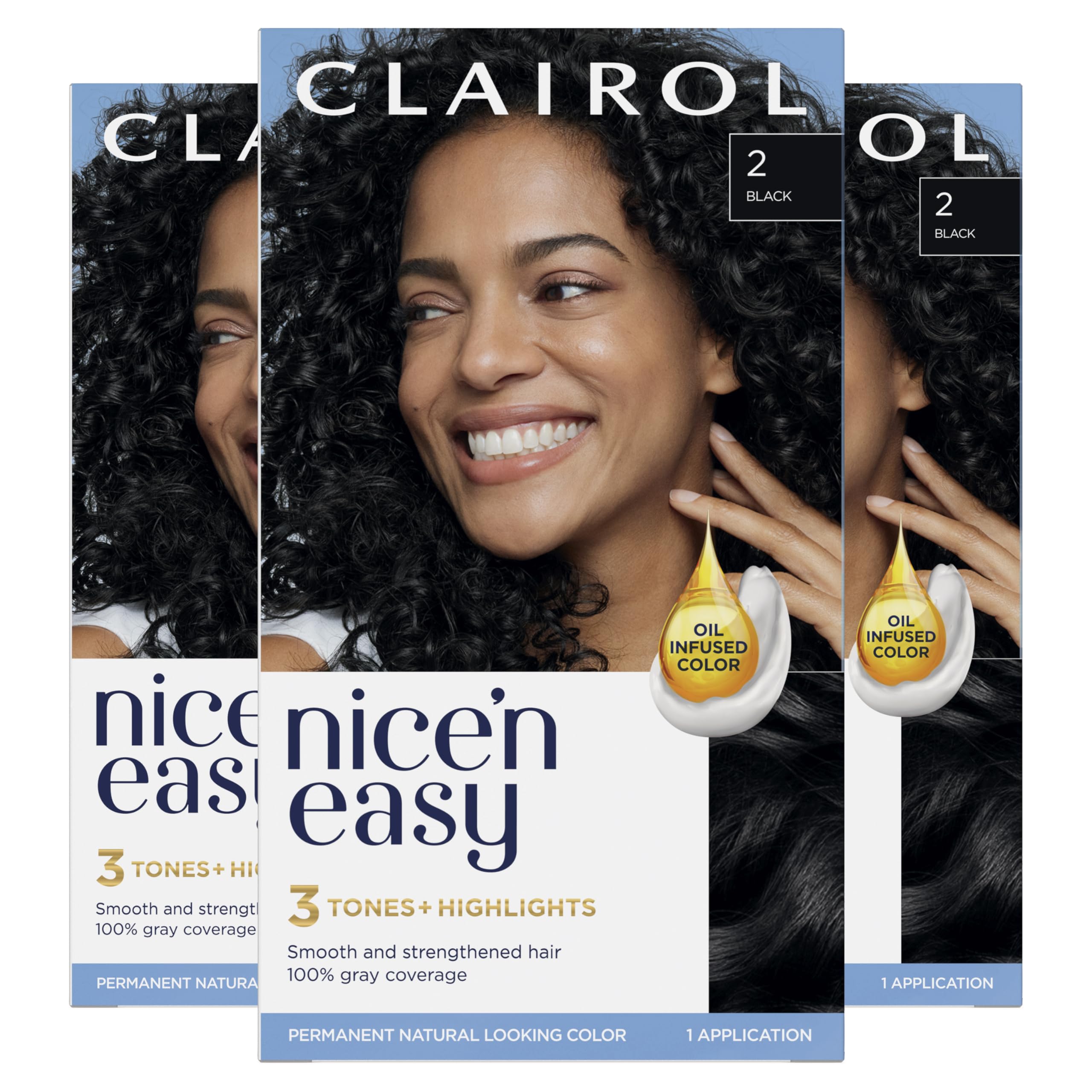 Foto 2 pulgar | Tinte Para El Cabello Clairol Nice'n Easy Permanent 2, Negro, Paquete De 3 - Venta Internacional.