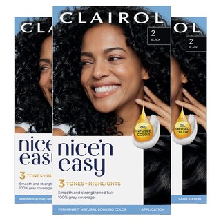 Foto 1 | Tinte Para El Cabello Clairol Nice'n Easy Permanent 2, Negro, Paquete De 3 - Venta Internacional.