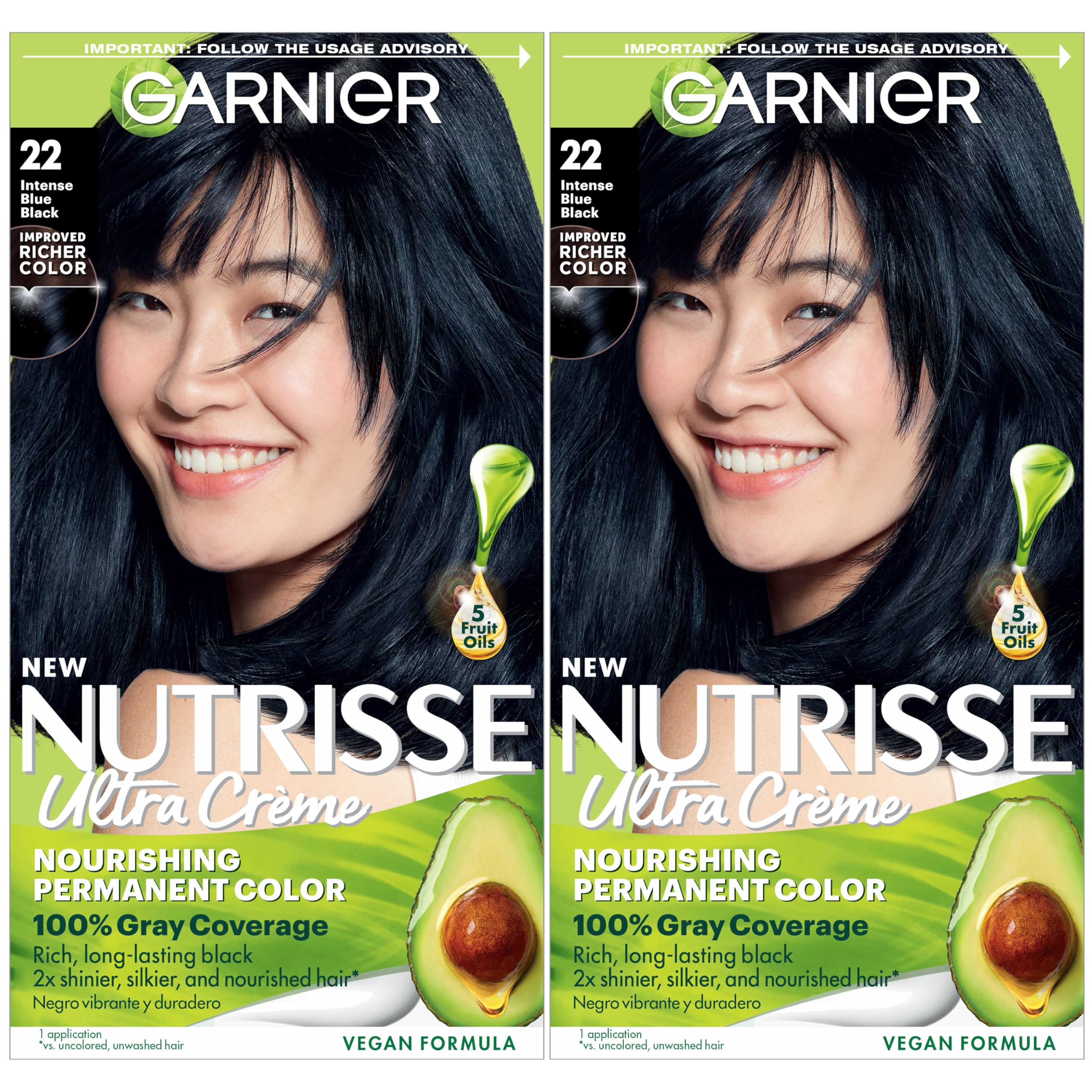 Tinte Para El Cabello Garnier Nutrisse Nourishing Creme 22 Intense Blue Black - Venta Internacional.