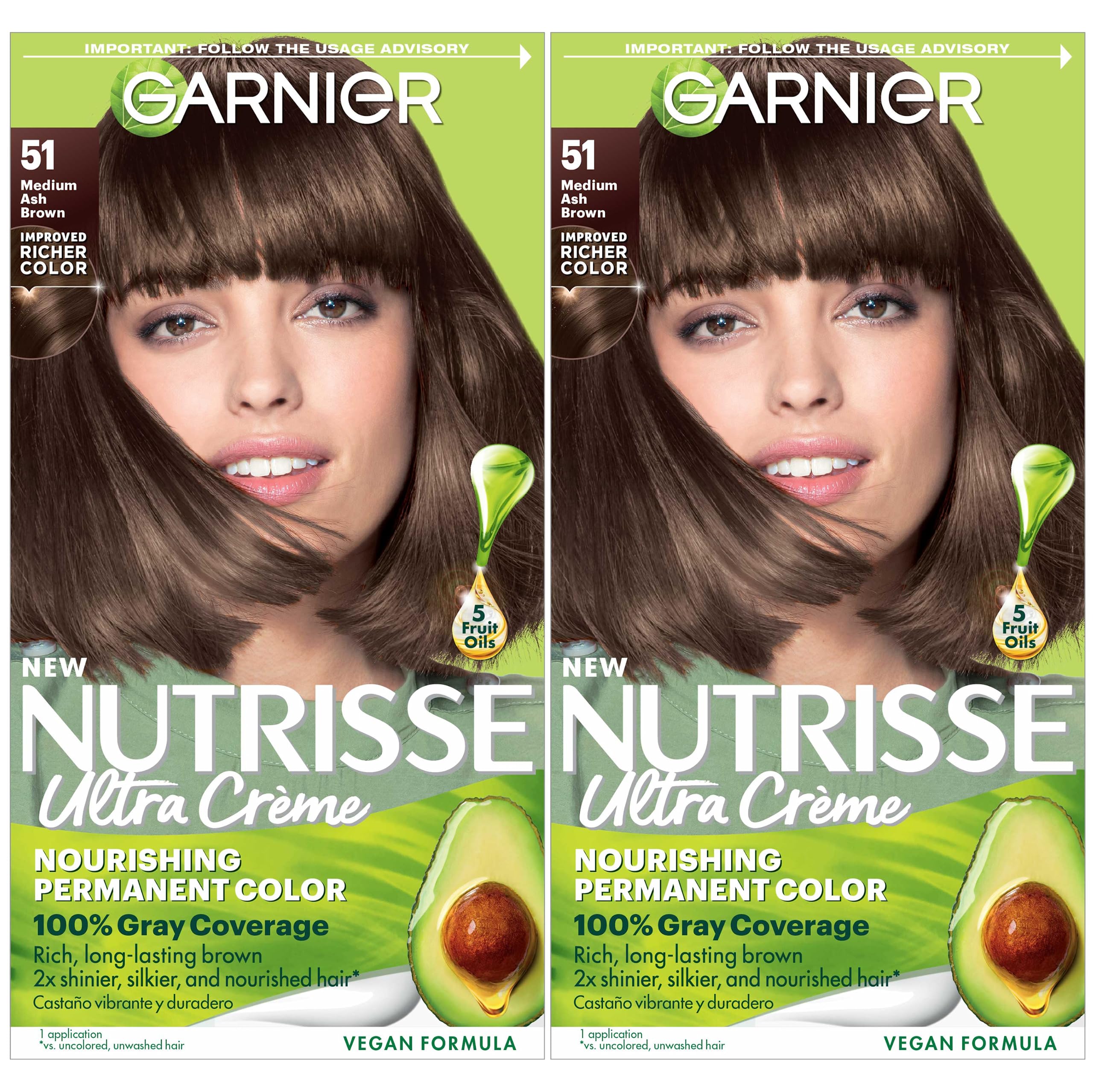 Foto 2 pulgar | Tinte Para El Cabello Garnier Nutrisse Nourishing Creme 51 Medium Ash Brown - Venta Internacional.