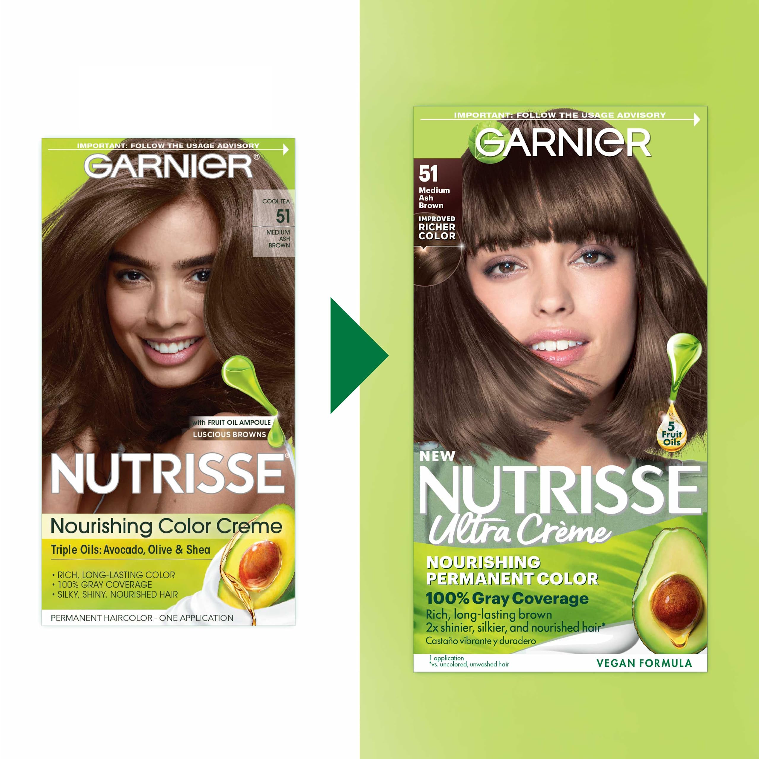 Foto 3 pulgar | Tinte Para El Cabello Garnier Nutrisse Nourishing Creme 51 Medium Ash Brown - Venta Internacional.