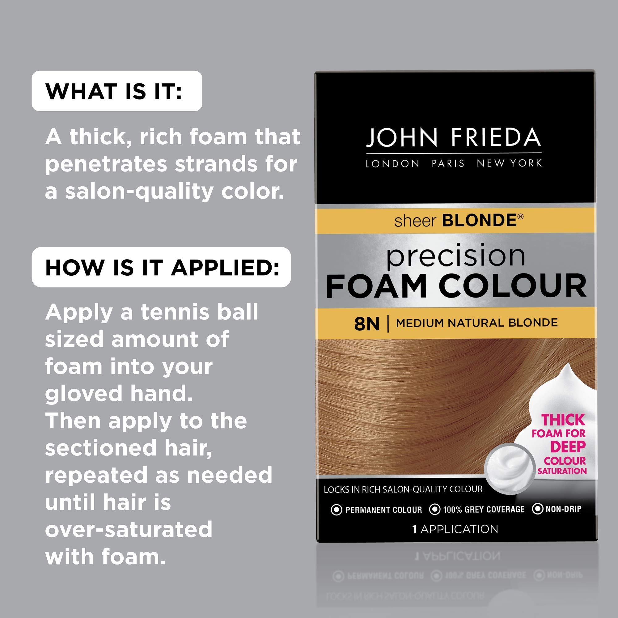 Foto 3 pulgar | Tinte De Pelo John Frieda Precision Foam Medium Natural Blonde 8n - Venta Internacional.