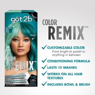 Foto 2 | Tinte De Pelo Got2b Color Remix Semipermanente 097 Peacock Teal - Venta Internacional.