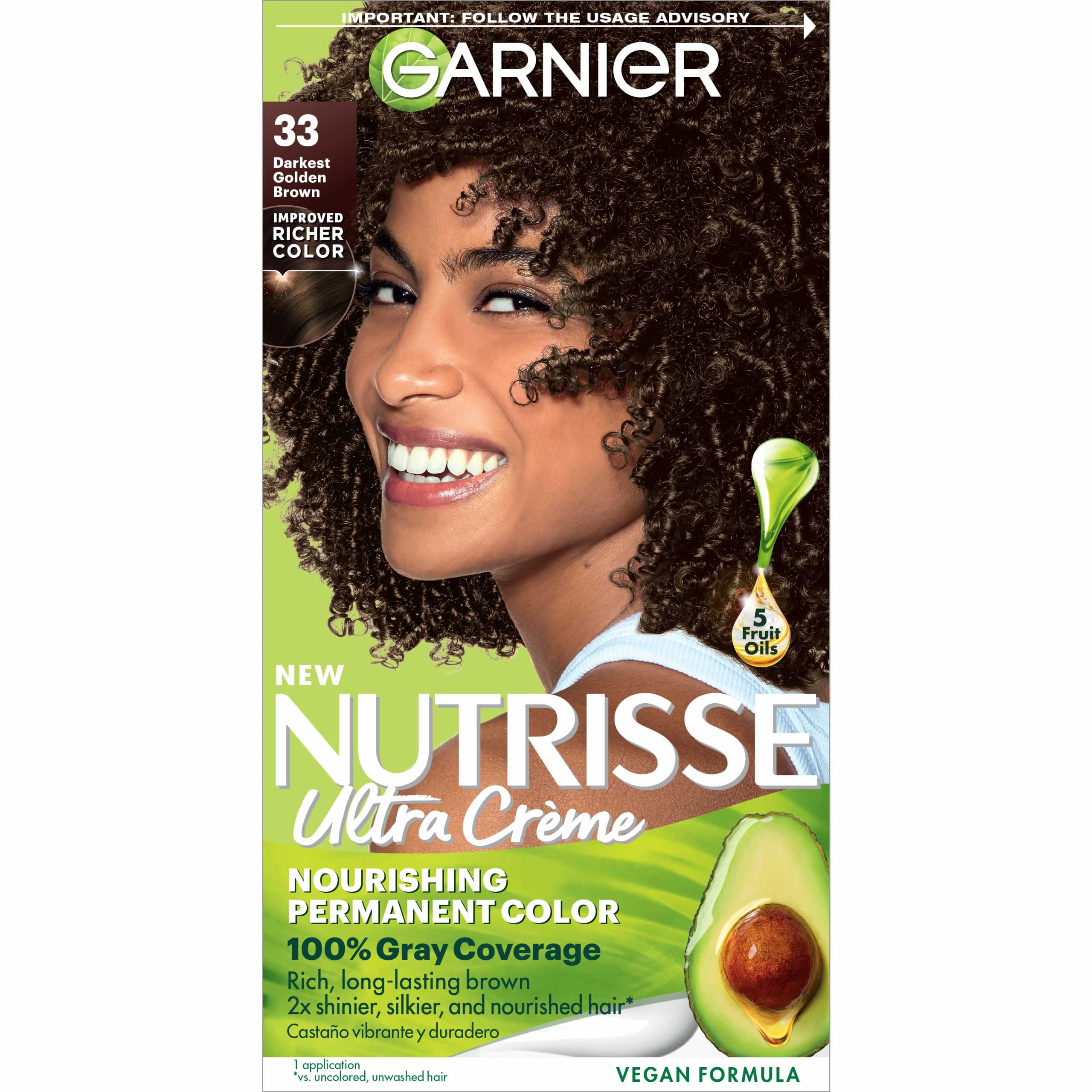 Tinte Para El Cabello Garnier Nutrisse Nourishing Creme 33 Darkest Golden - Venta Internacional.
