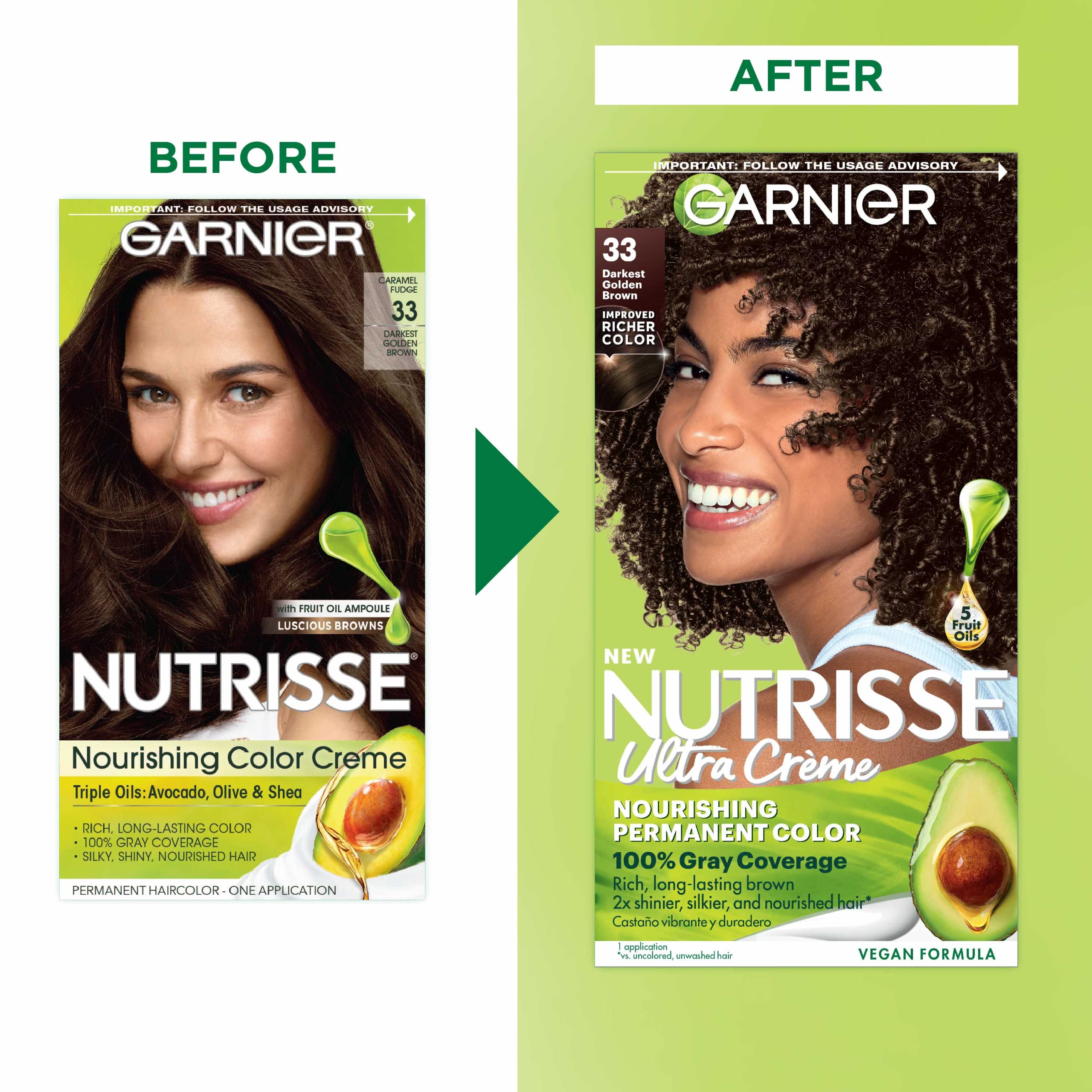 Foto 3 pulgar | Tinte Para El Cabello Garnier Nutrisse Nourishing Creme 33 Darkest Golden - Venta Internacional.
