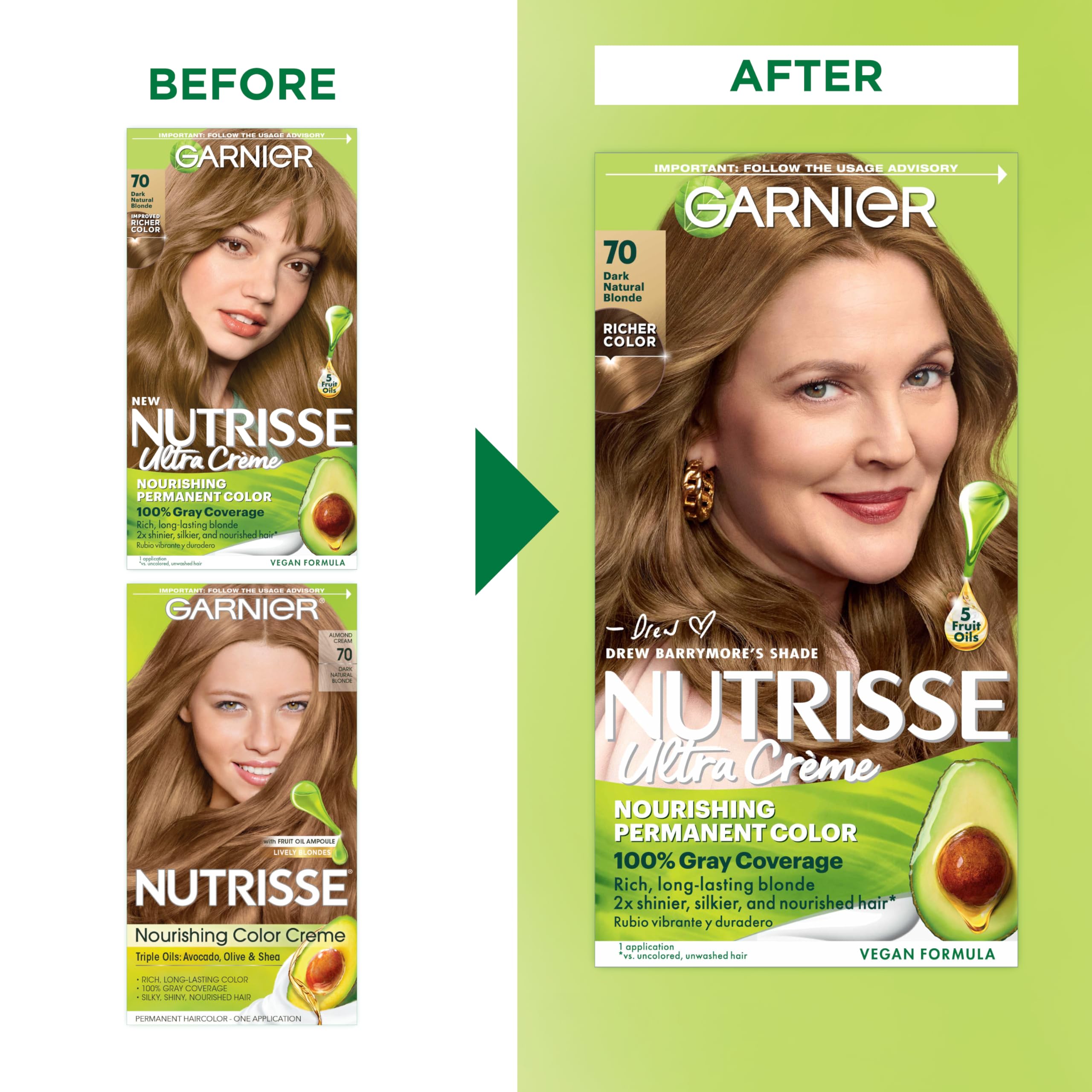 Foto 3 pulgar | Tinte Para El Cabello Garnier Nutrisse Nourishing Creme 70 Dark Blonde - Venta Internacional.