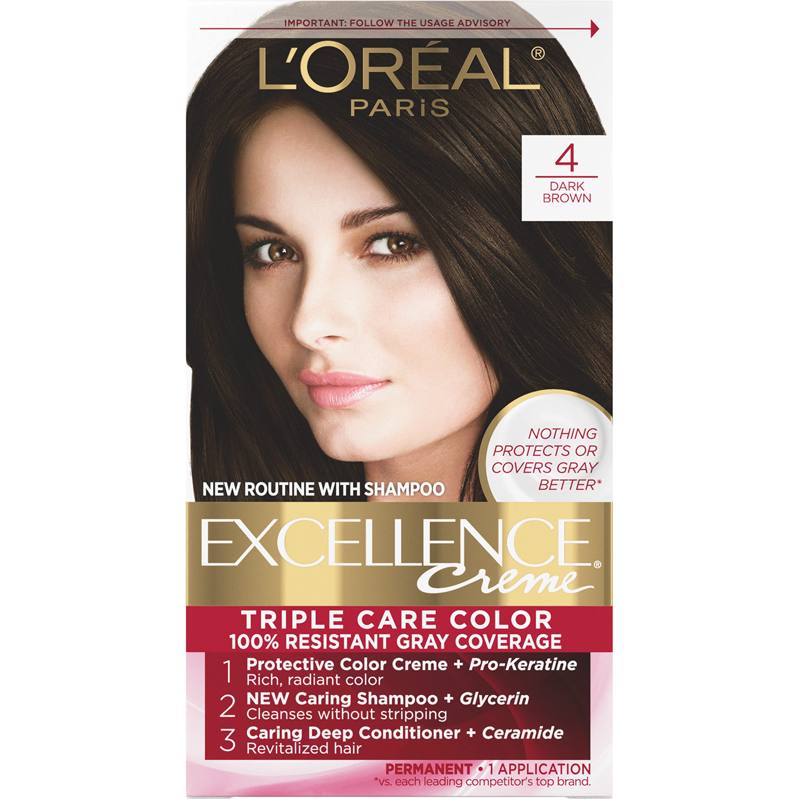 Foto 2 pulgar | Tinte De Pelo L'oreal Paris Excellence Creme 4 Dark Brown - Venta Internacional.