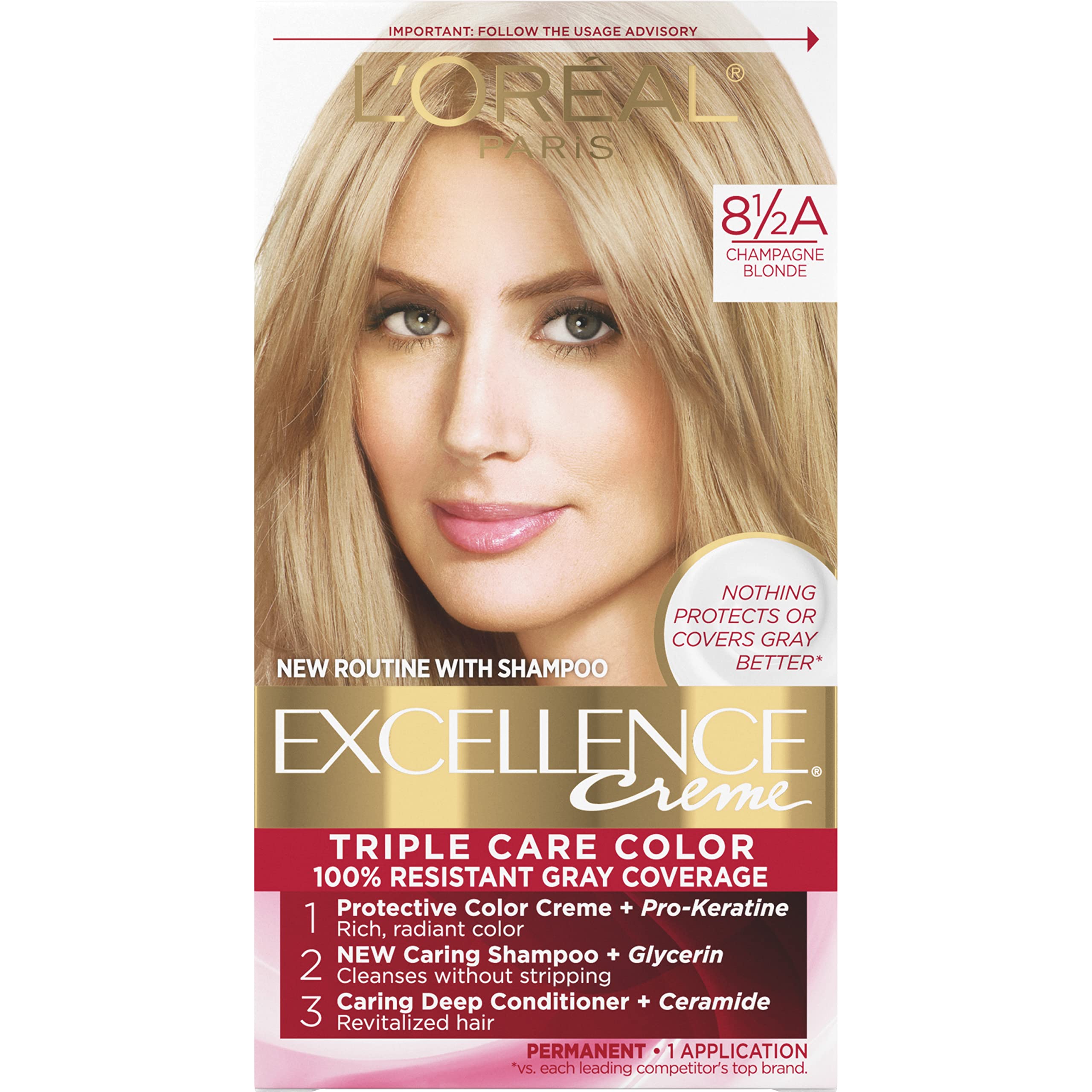 Foto 2 pulgar | Tinte De Pelo L'oreal Paris Excellence Creme 8.5 A, Rubio Champán - Venta Internacional.
