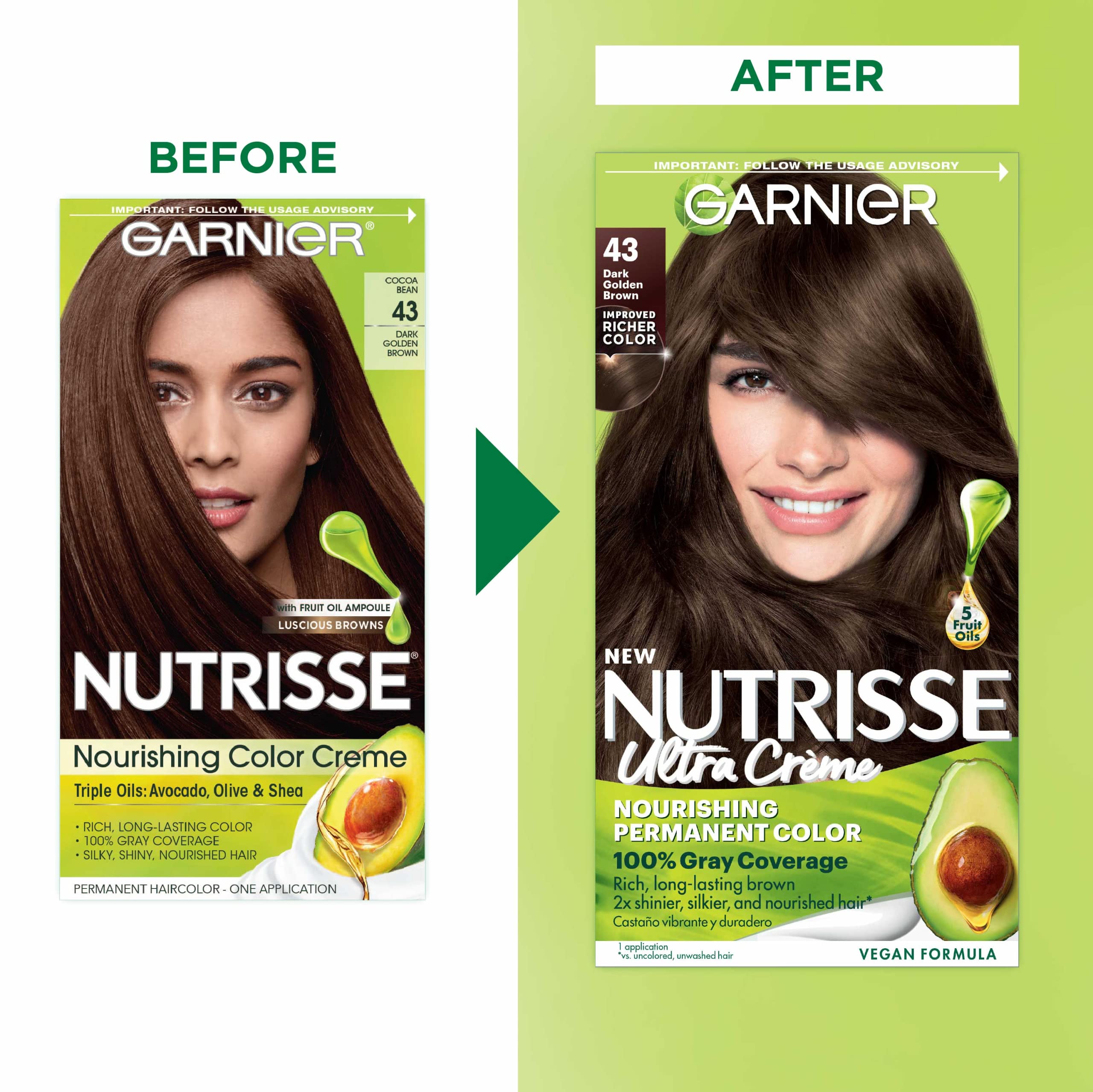 Foto 4 pulgar | Tinte Para El Cabello Garnier Nutrisse Nourishing Creme 43 Dark Golden Brown - Venta Internacional.