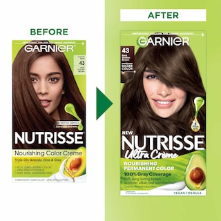 Foto 3 | Tinte Para El Cabello Garnier Nutrisse Nourishing Creme 43 Dark Golden Brown - Venta Internacional.