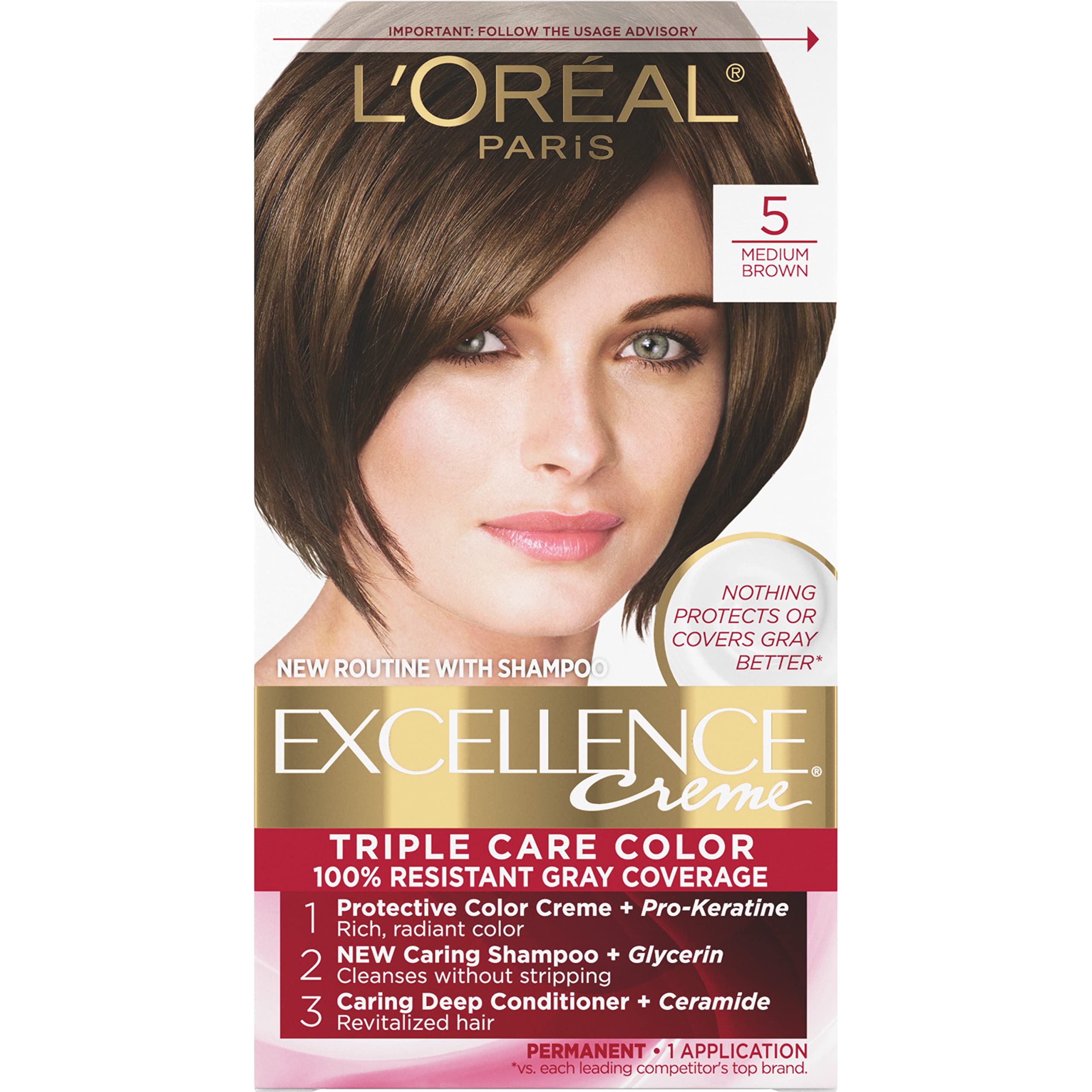 Tinte De Pelo L'oreal Paris Excellence Creme 5 Marrón Medio - Venta Internacional.