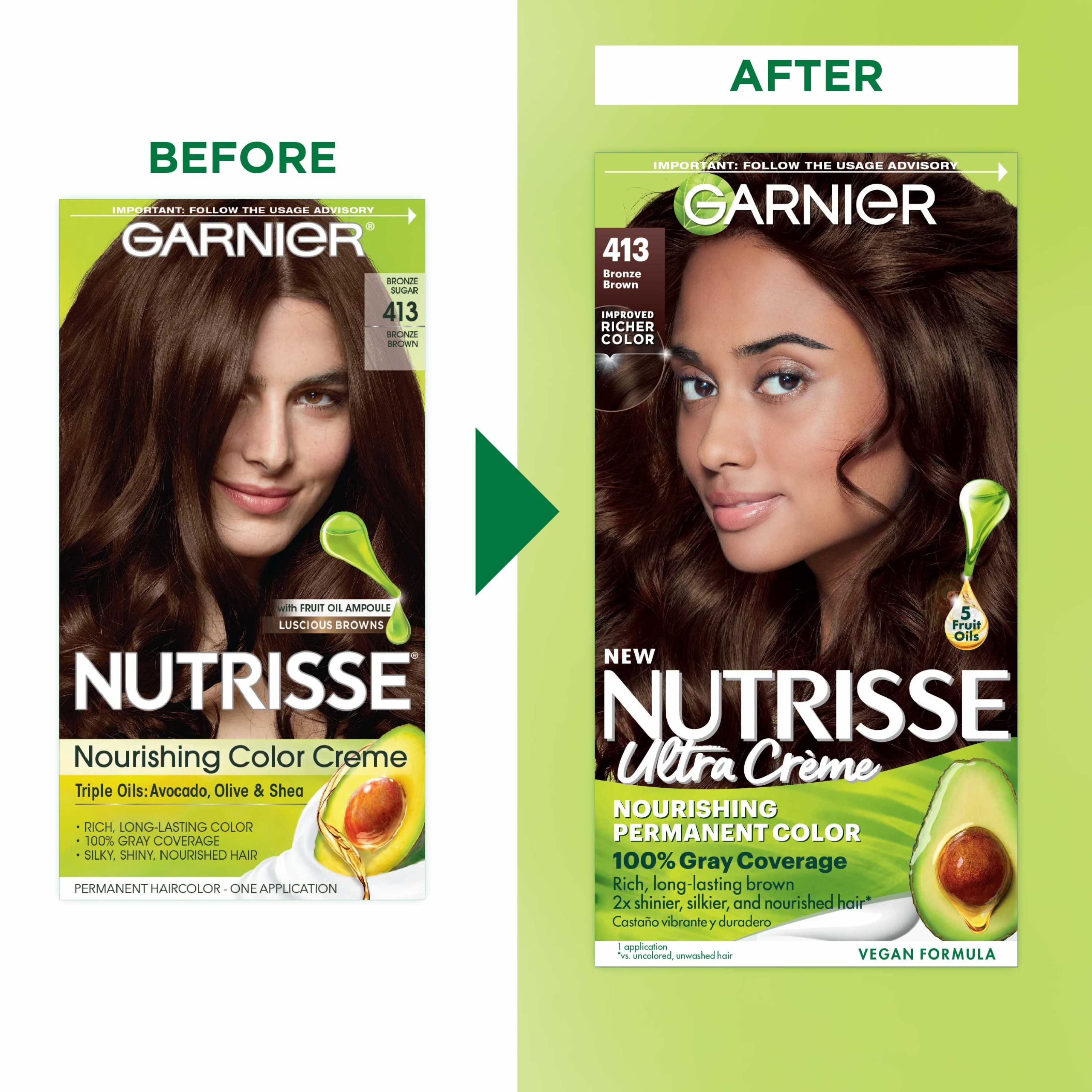 Foto 3 pulgar | Tinte Para El Cabello Garnier Nutrisse Nourishing Creme 413 Bronze Brown - Venta Internacional.