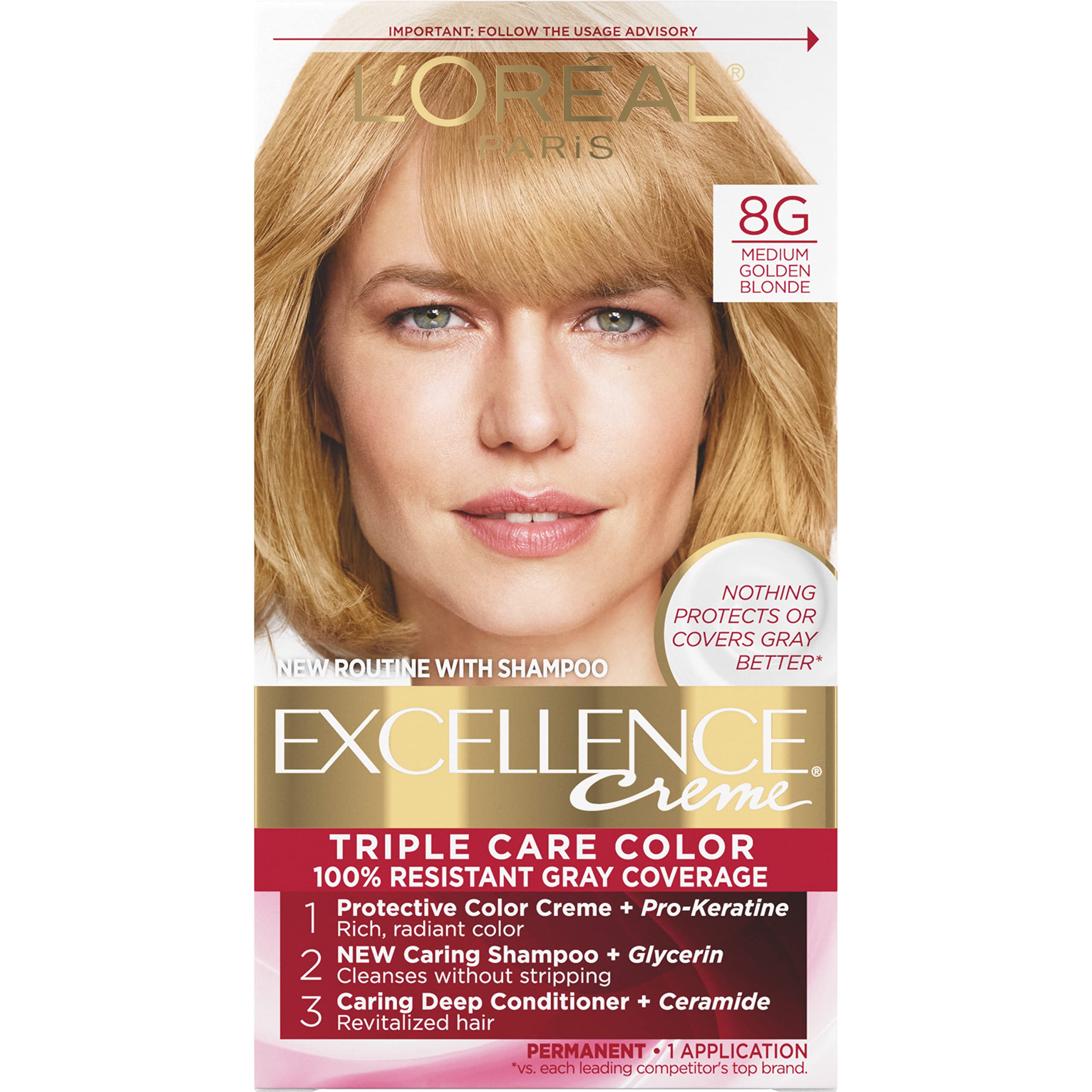 Tinte De Pelo L'oreal Paris Excellence Creme 8g Medium Golden - Venta Internacional.