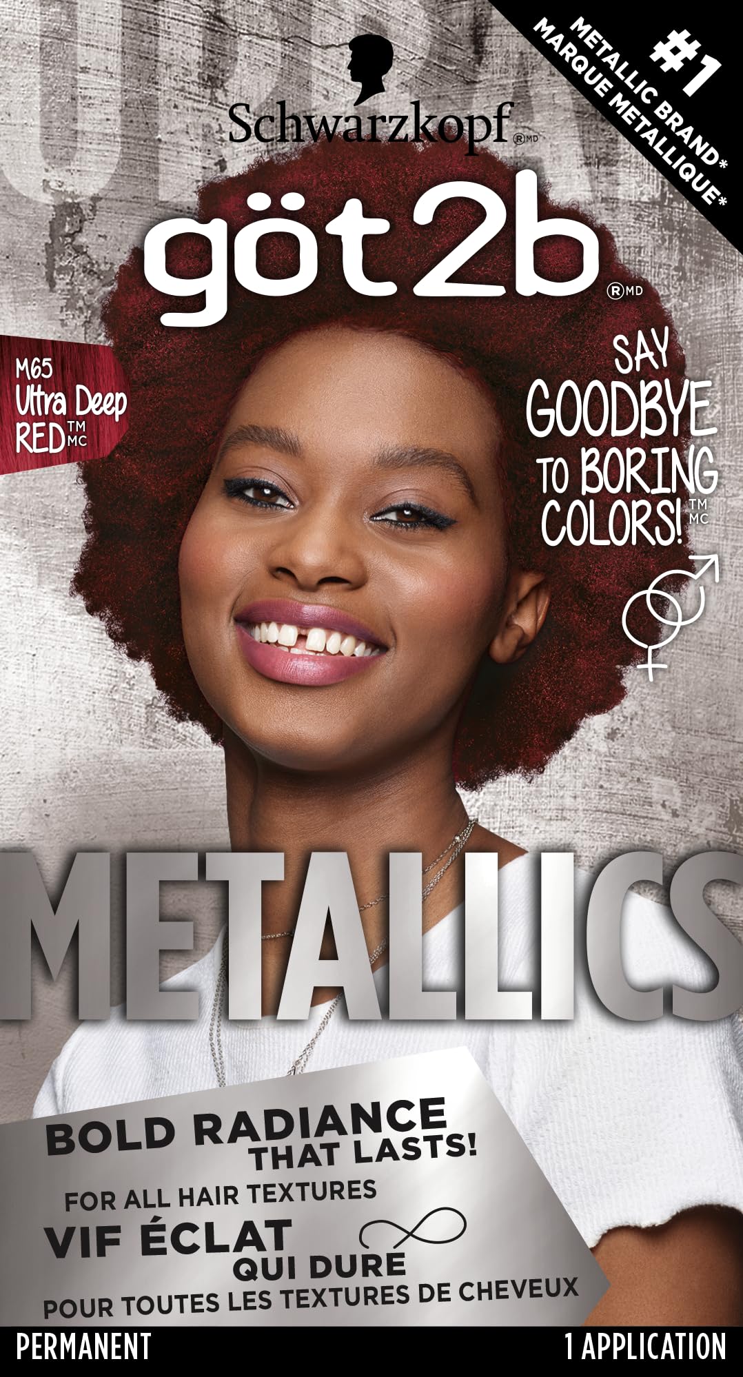Tinte De Pelo Got2b Metallics Permanent M65 Deep Red - Venta Internacional.