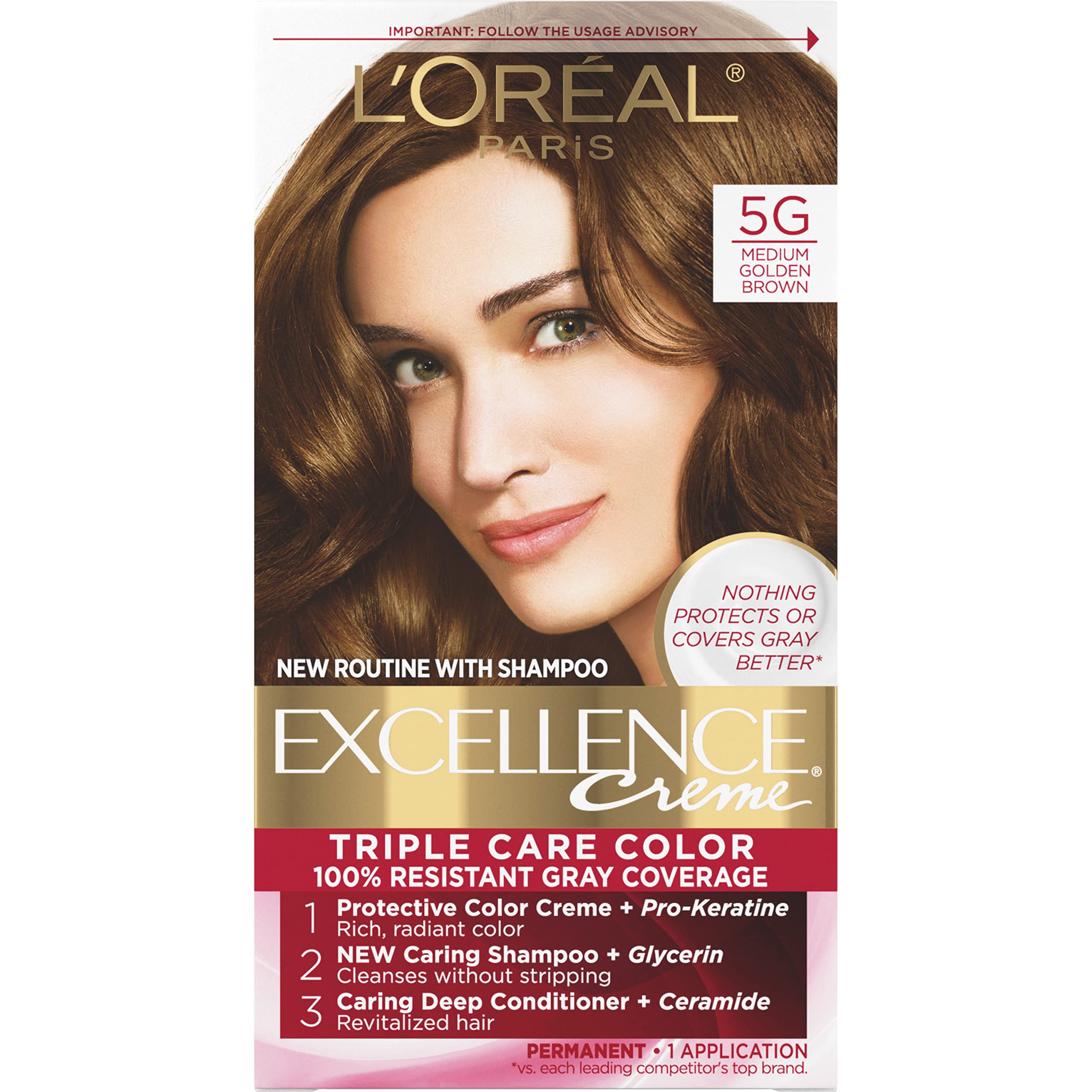 Color De Cabello L'oreal Paris Excellence Creme 5g Medium Golden Brown - Venta Internacional.