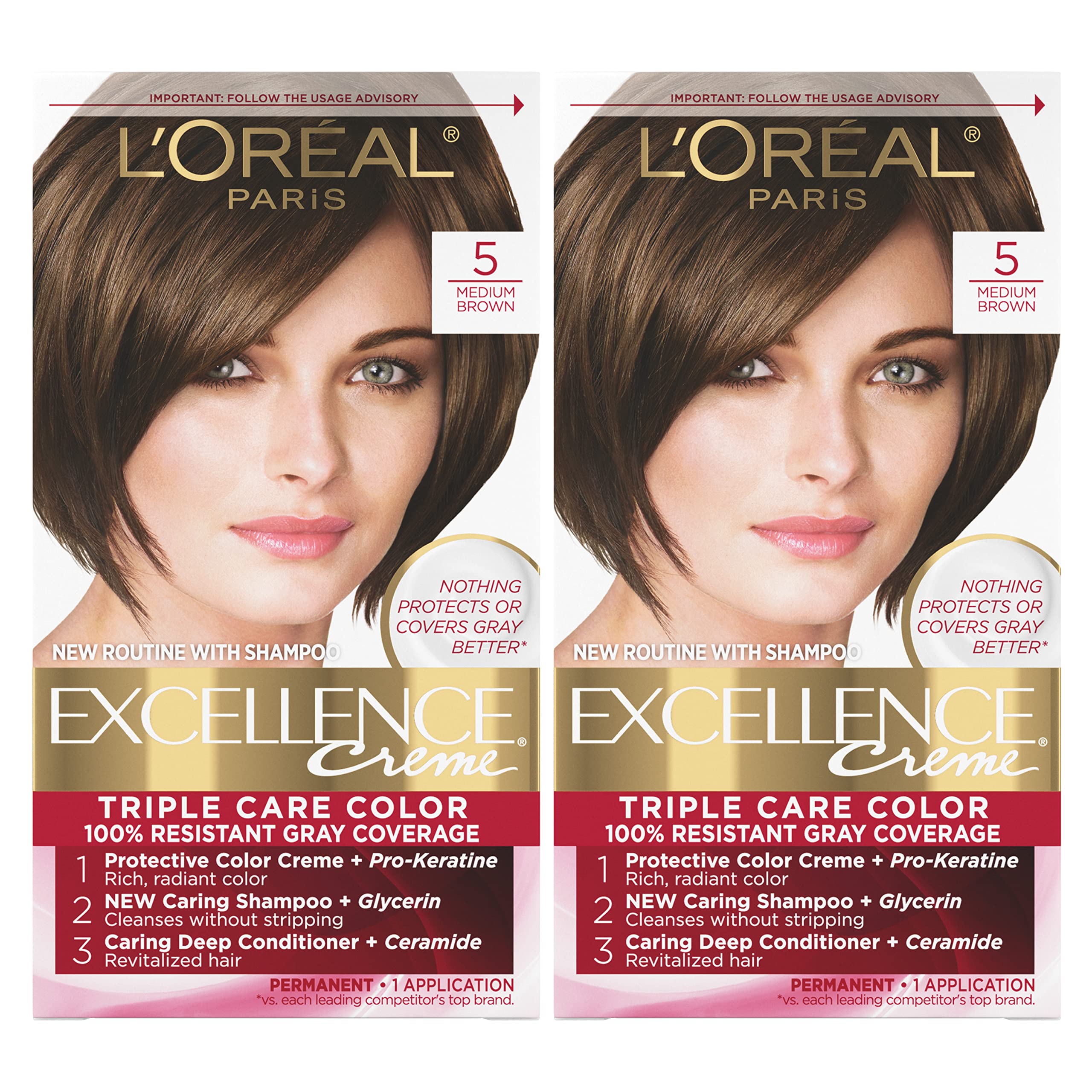 Foto 2 pulgar | Tinte De Pelo L'oreal Paris Excellence Creme 5 Medium Brown X2 - Venta Internacional.