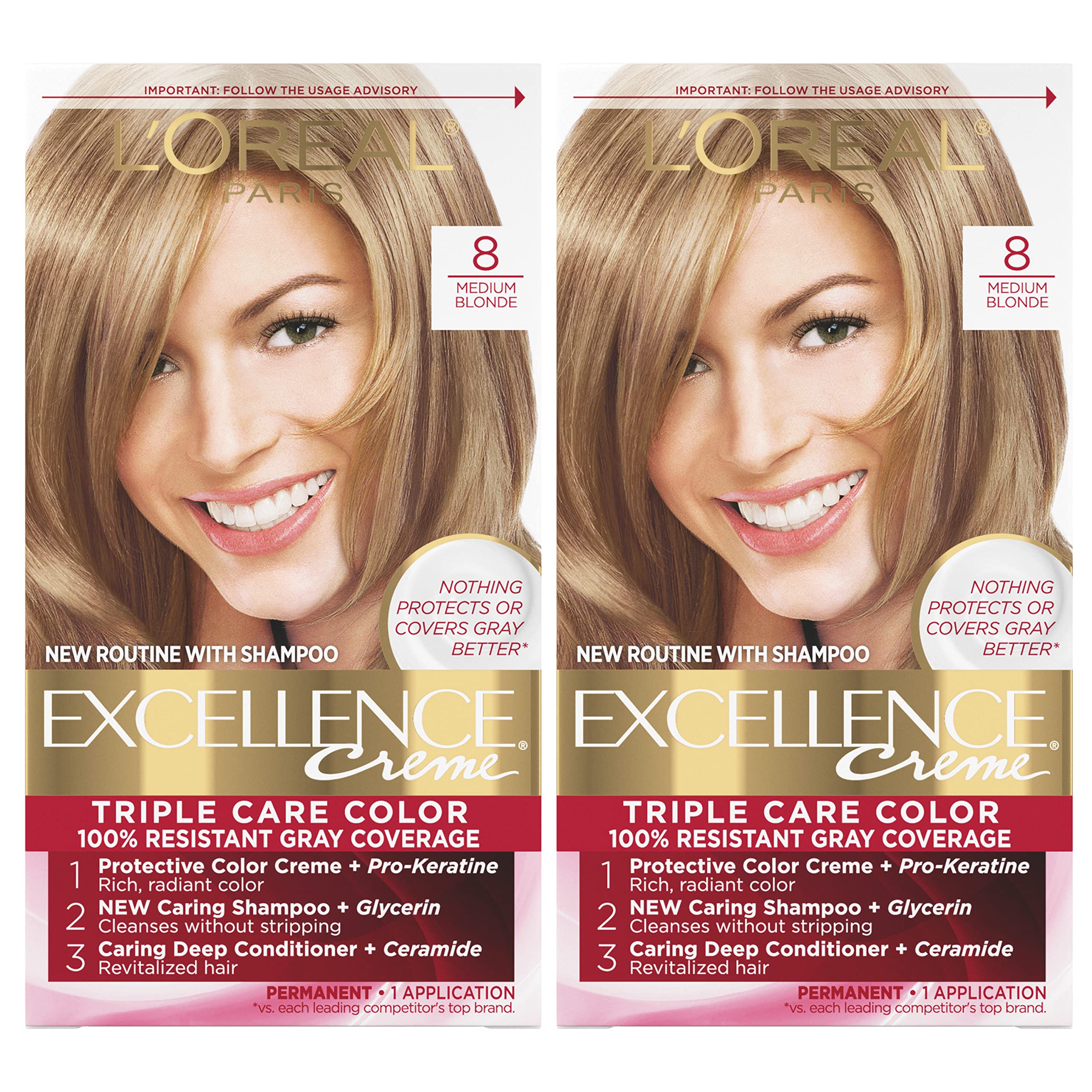 Foto 2 pulgar | Tinte De Pelo L'oreal Paris Excellence Creme 8 Medium Blonde X2 - Venta Internacional.