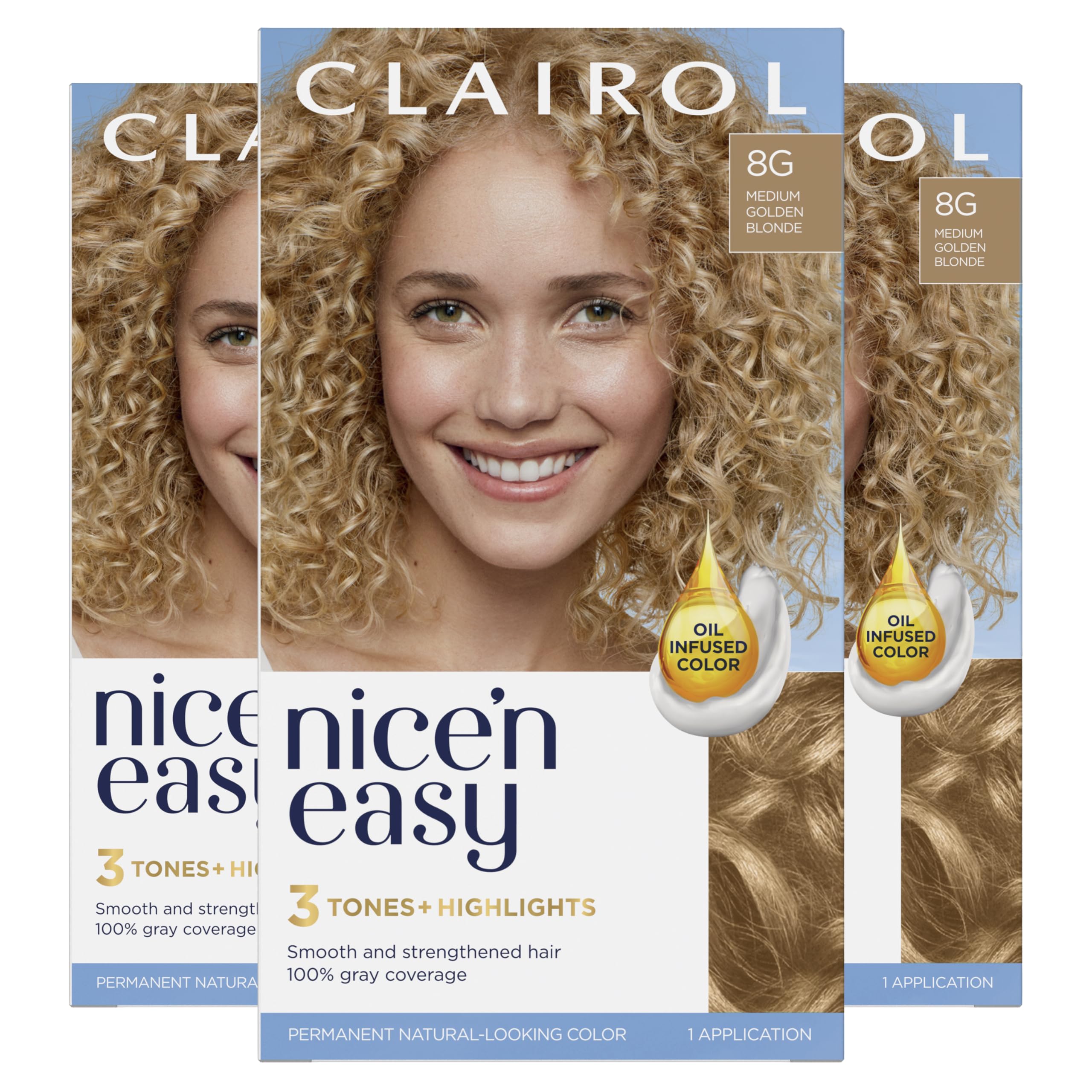 Foto 2 pulgar | Tinte Para El Cabello Clairol Nice'n Easy 8g Medium Golden Blonde X3 - Venta Internacional.