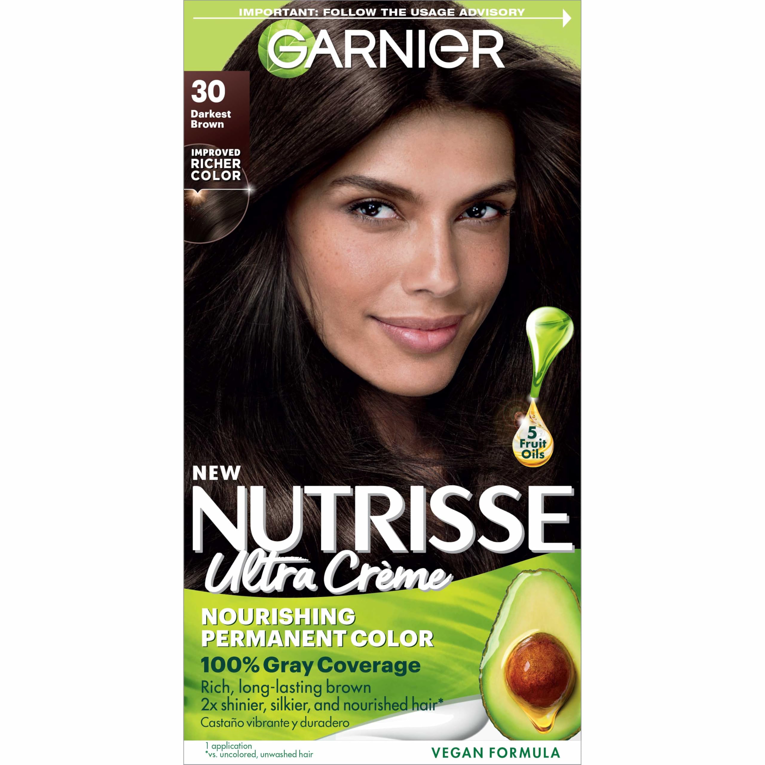 Tinte Para El Cabello Garnier Nutrisse Nourishing 30 Darkest Brown - Venta Internacional.