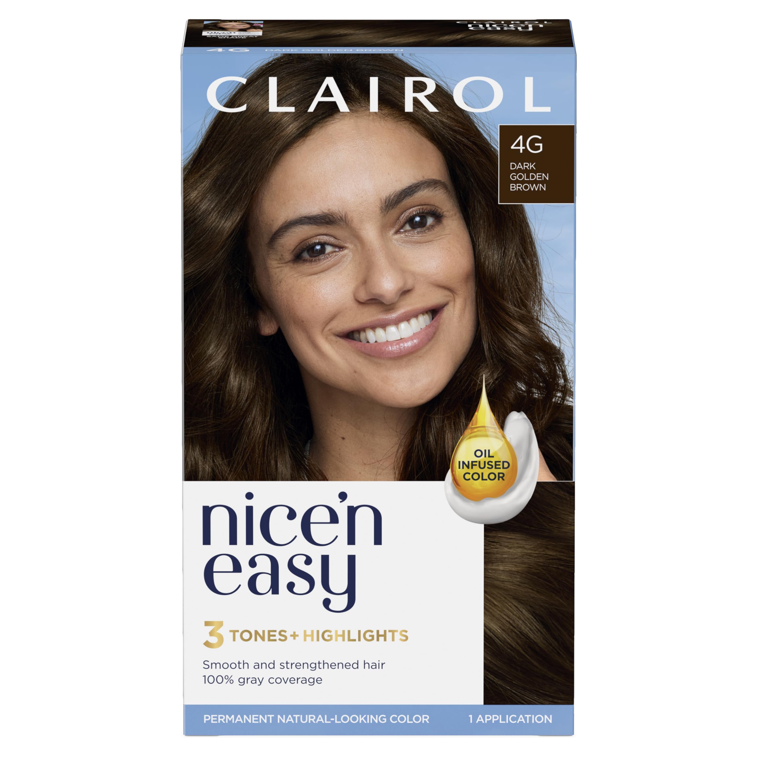 Tinte Para El Cabello Clairol Nice'n Easy Permanent 4g Marrón Dorado Oscuro - Venta Internacional.