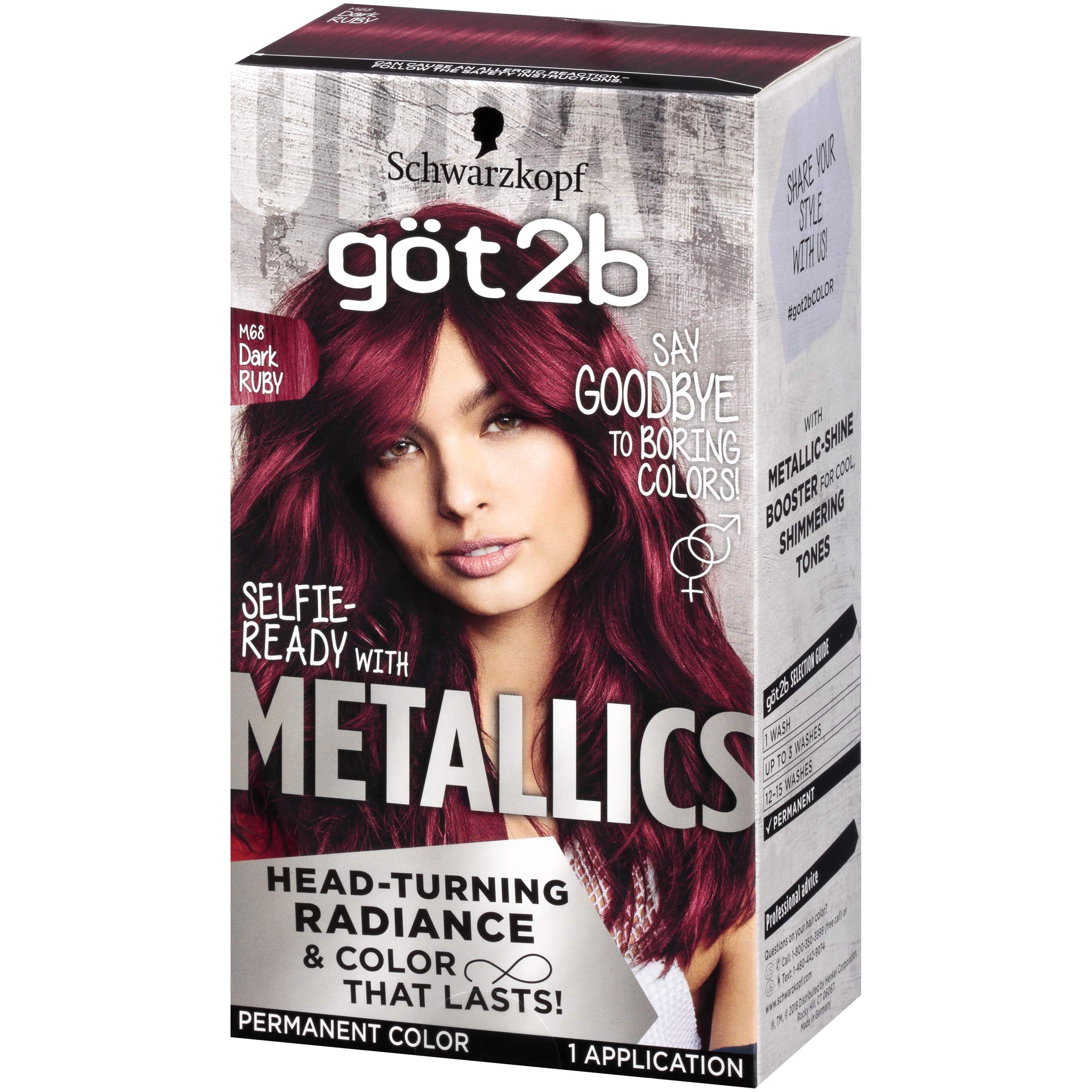 Foto 2 pulgar | Tinte De Pelo Schwarzkopf Got2b Metallics M68 Dark Ruby - Venta Internacional.