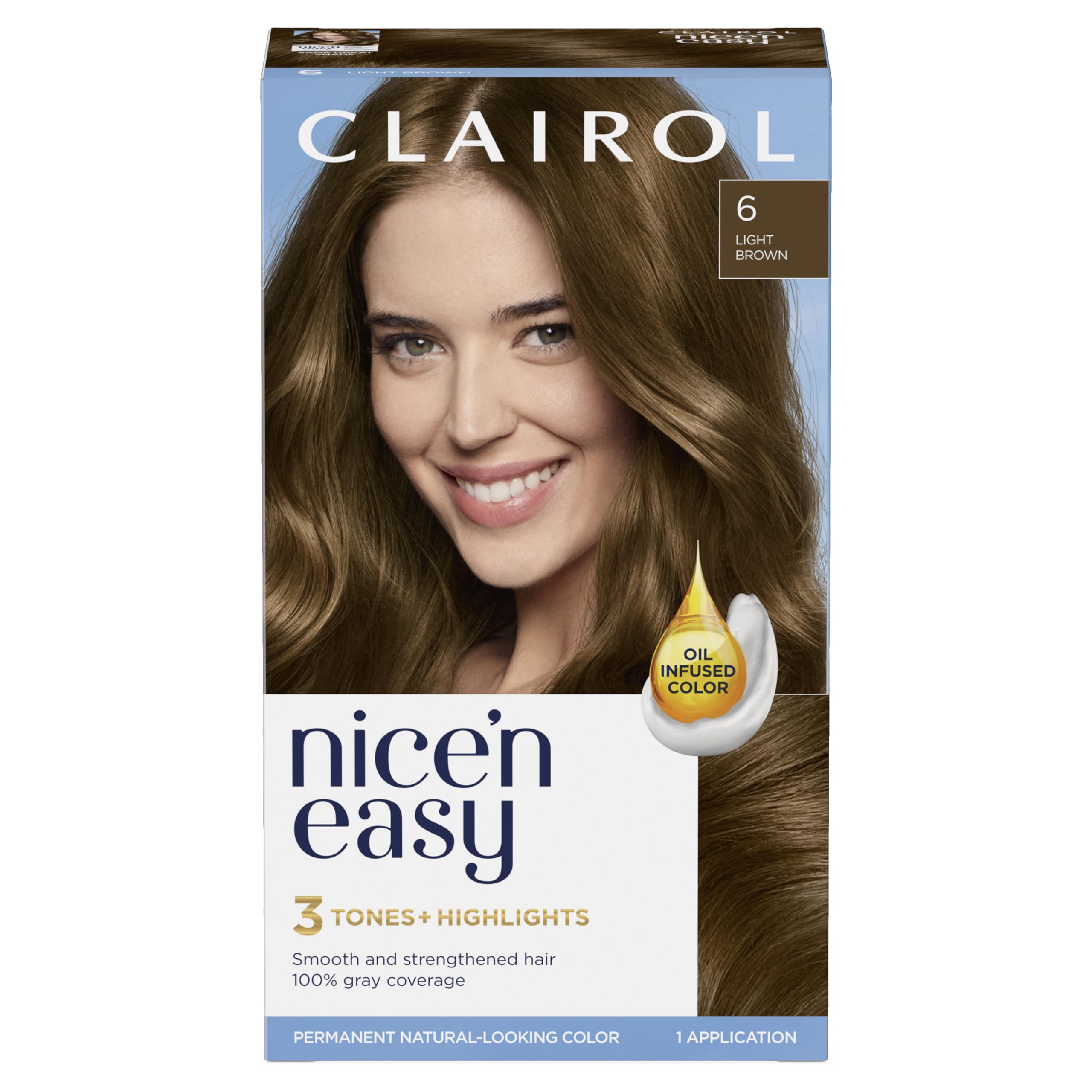 Foto 2 pulgar | Tinte Para El Cabello Clairol Nice'n Easy Permanent 6, Color Marrón Claro, Paquete De 1 - Venta Internacional.