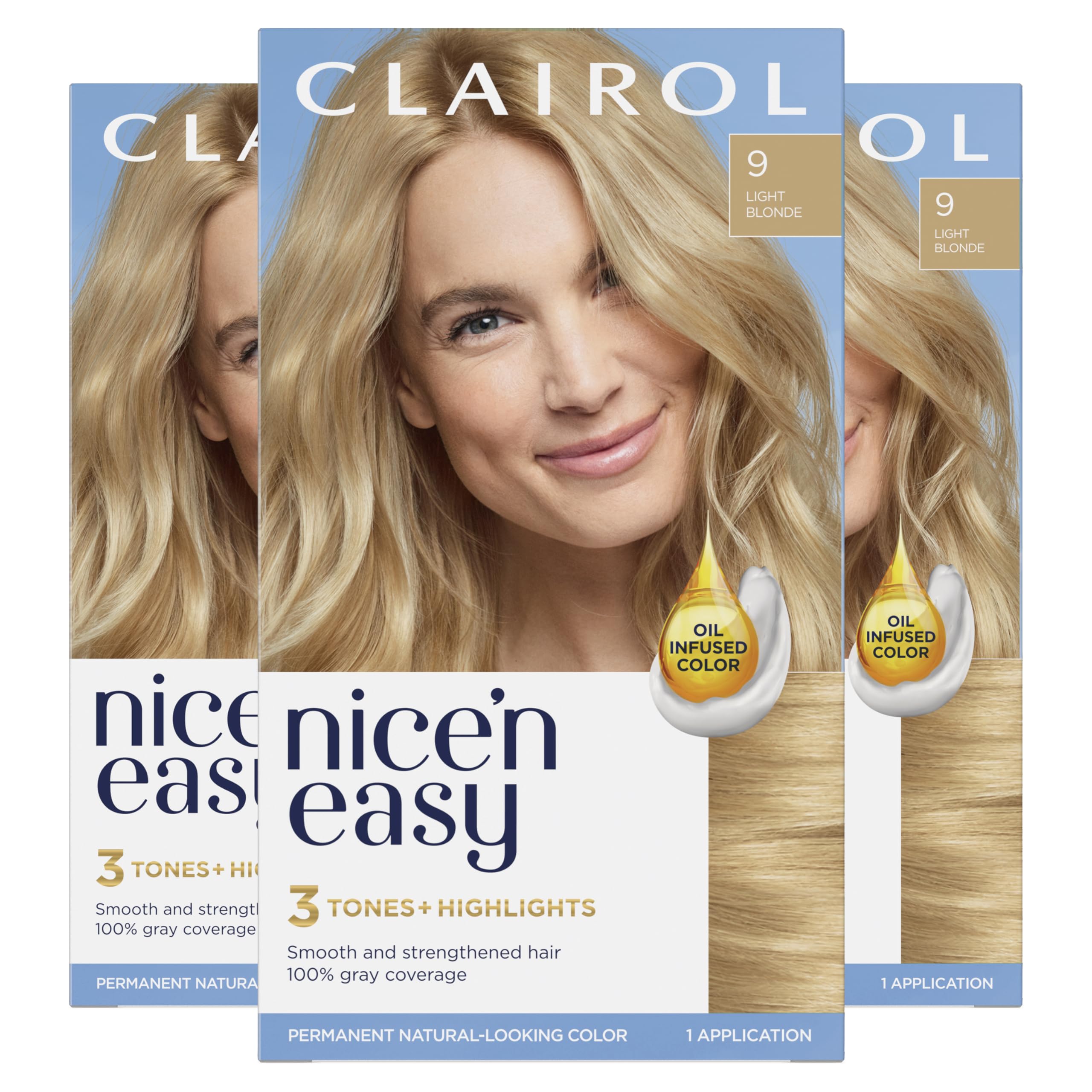 Foto 2 pulgar | Tinte para Cabello Clairol Nice'N Easy 9 Rubio Claro 3 Piezas - Venta Internacional