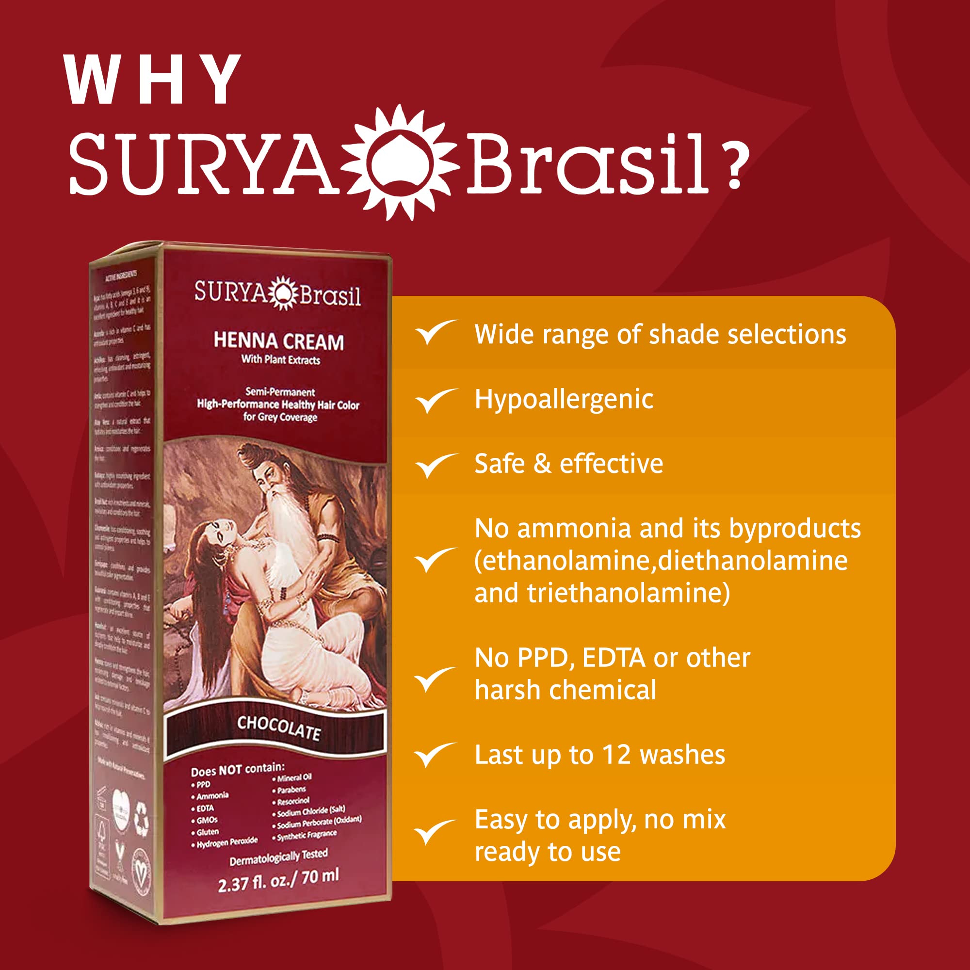 Foto 4 pulgar | Crema de Henna Surya Brasil Chocolate 70 Ml - Venta Internacional