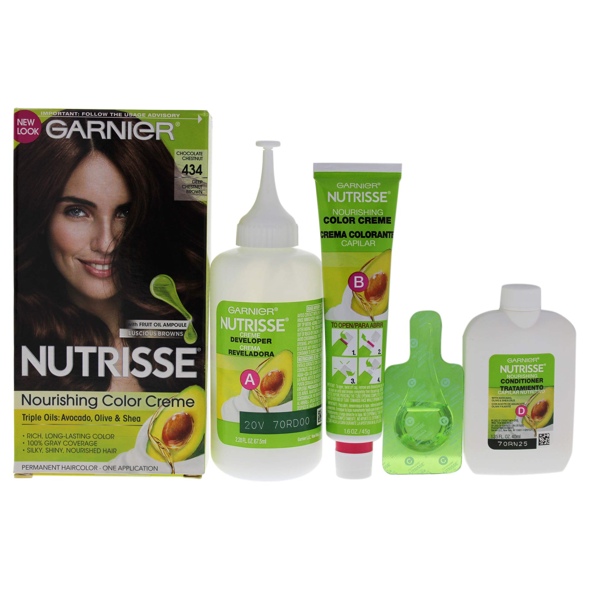 Foto 2 pulgar | Color De Cabello Garnier Nutrisse 434 Deep Chestnut Brown Creme - Venta Internacional.