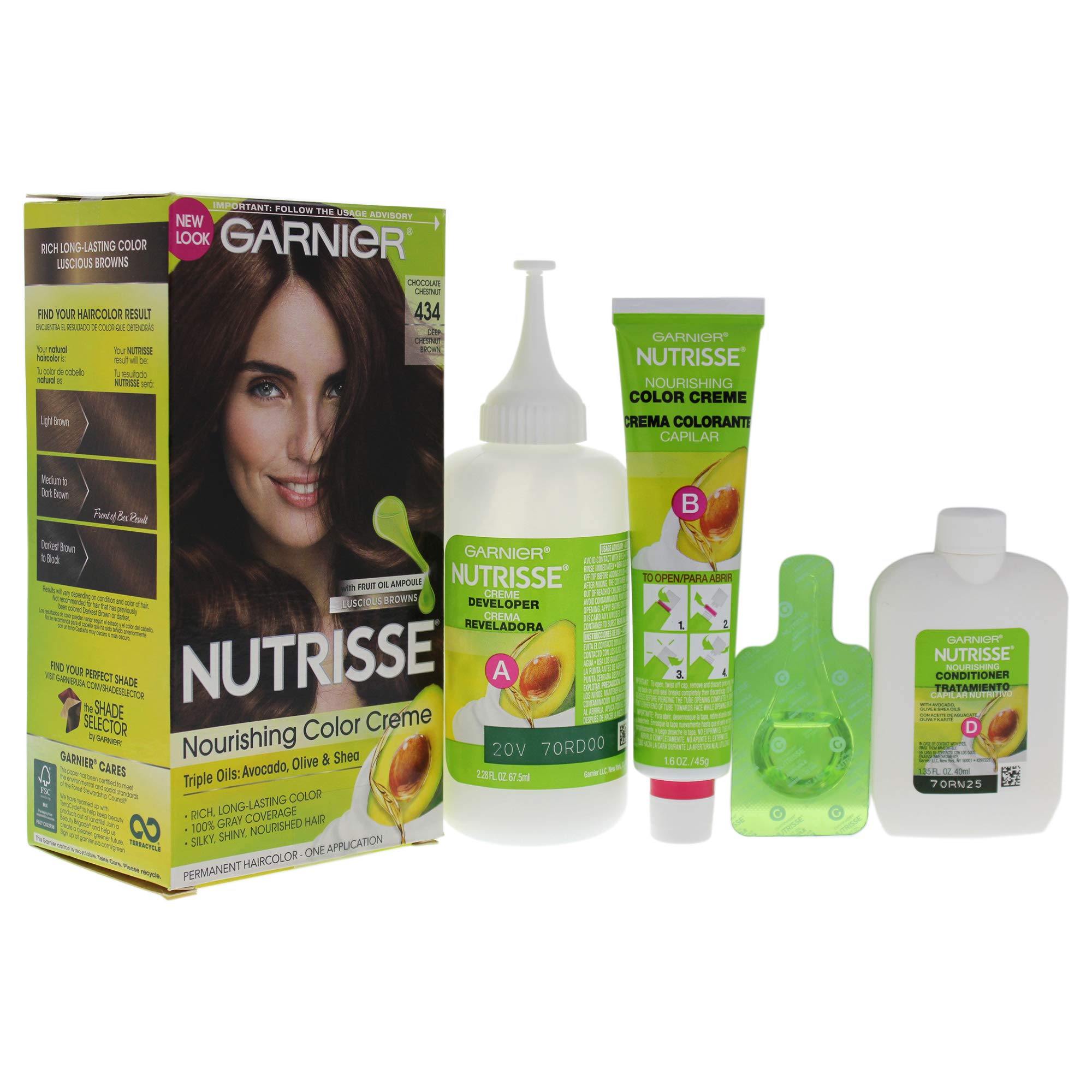 Foto 4 pulgar | Color De Cabello Garnier Nutrisse 434 Deep Chestnut Brown Creme - Venta Internacional.