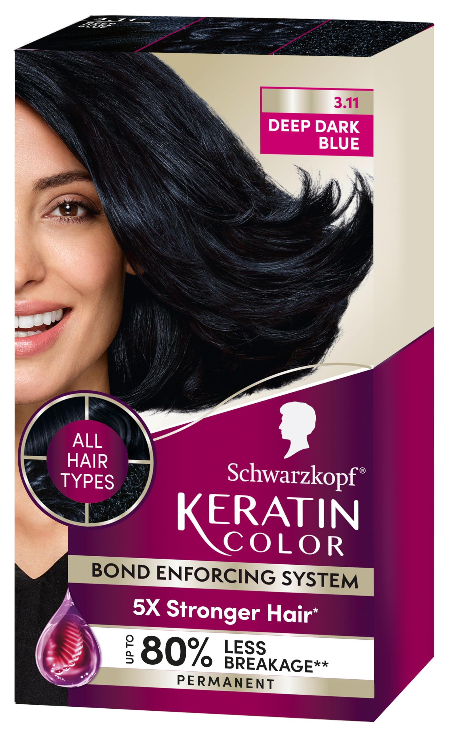 Tinte Para El Cabello Schwarzkopf Keratin Color 3.11 Deep Dark Blue - Venta Internacional.