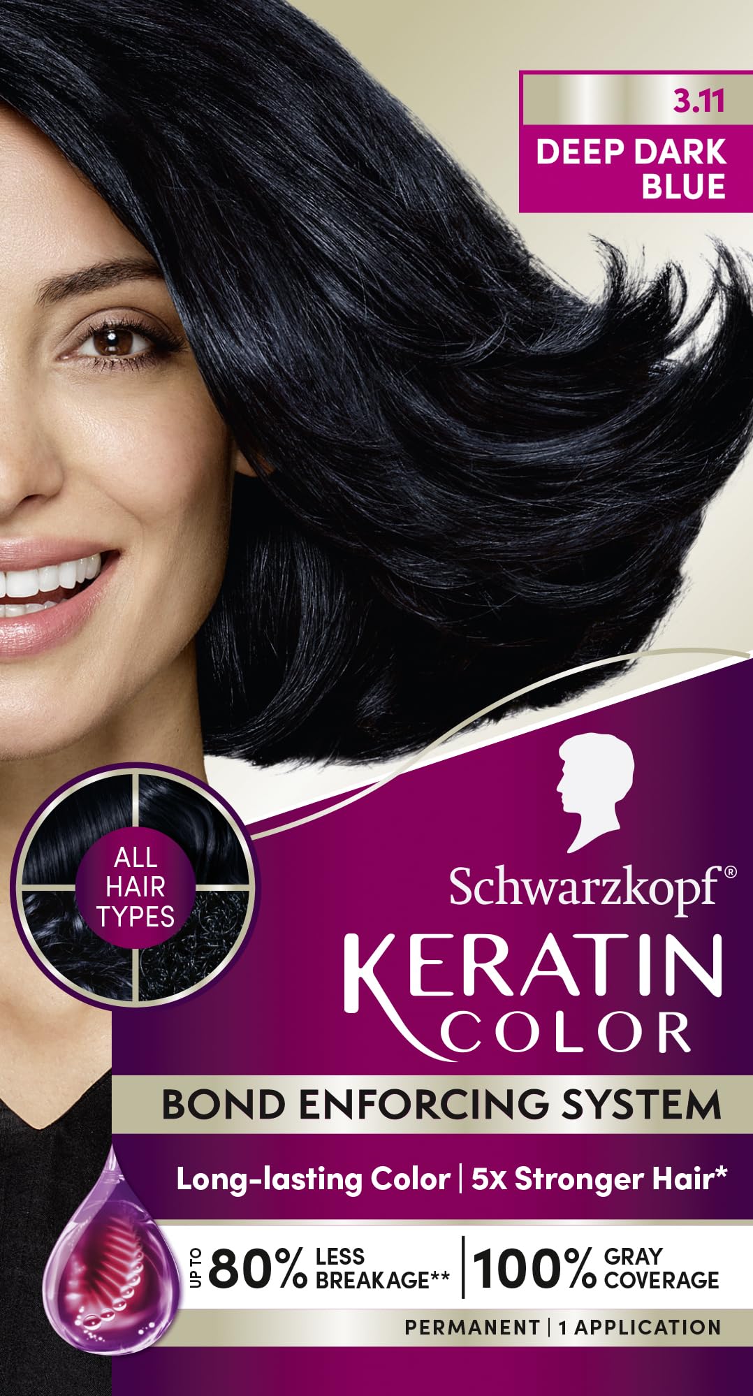Foto 8 pulgar | Tinte Para El Cabello Schwarzkopf Keratin Color 3.11 Deep Dark Blue - Venta Internacional.